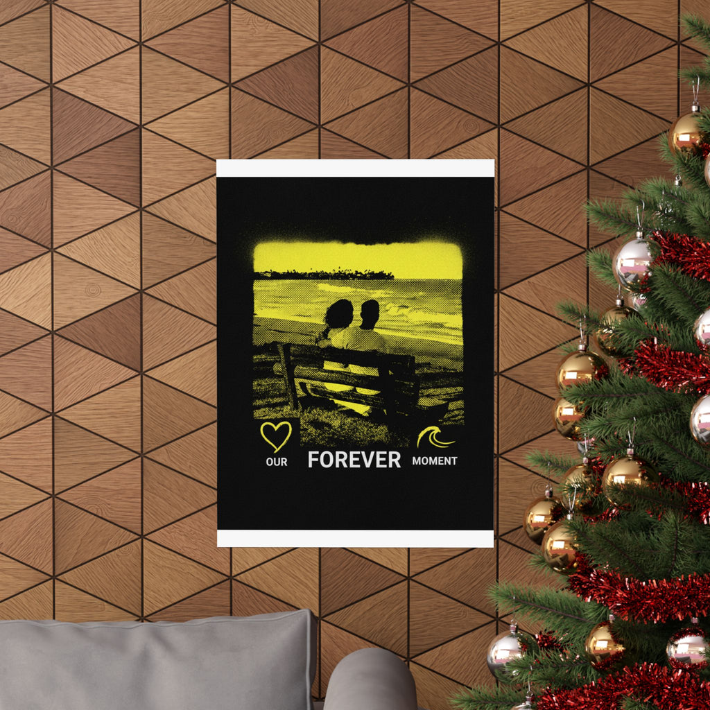 Our Forever Moment Beach Sunset Couple Yellow Matte Poster