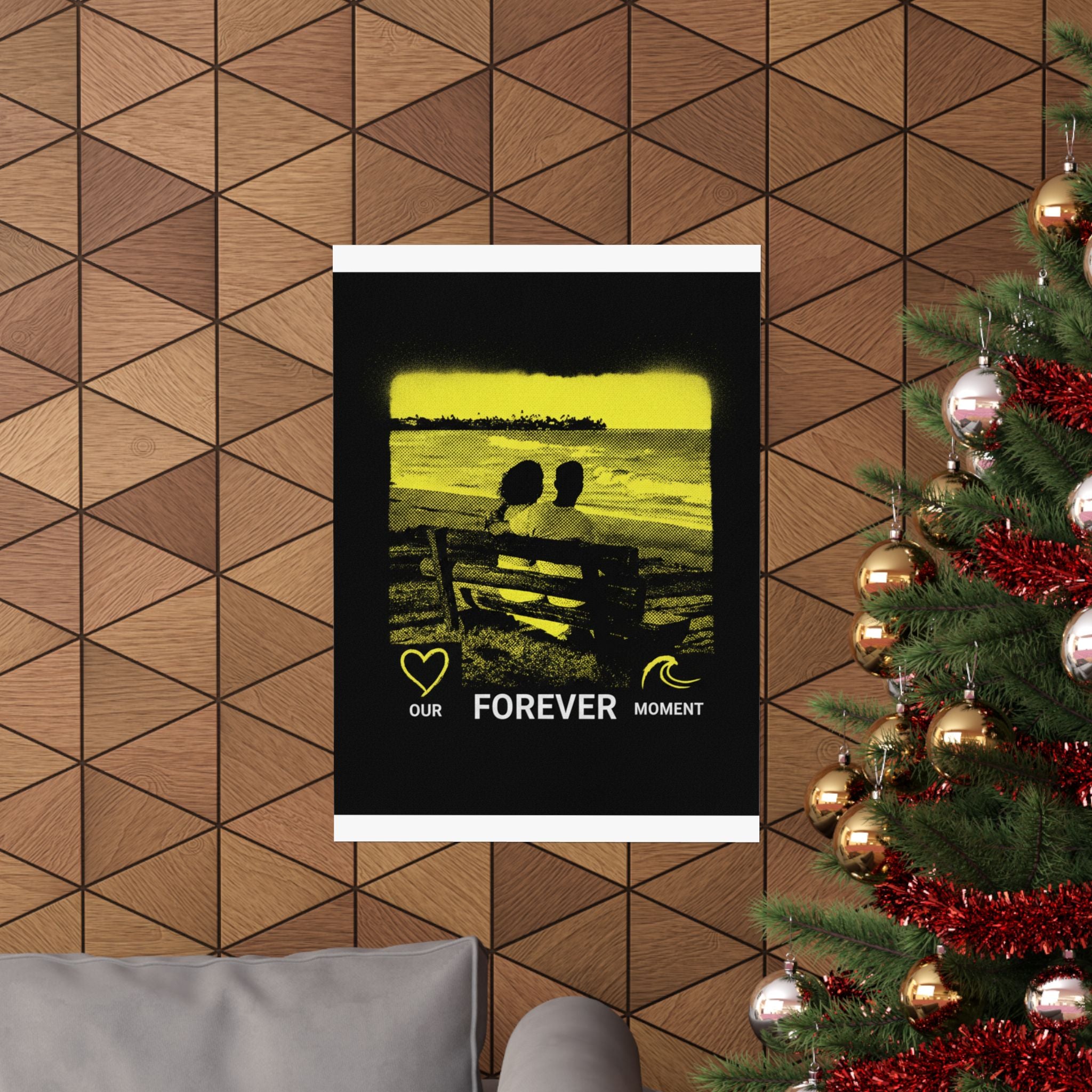 Our Forever Moment Beach Sunset Couple Yellow Matte Poster