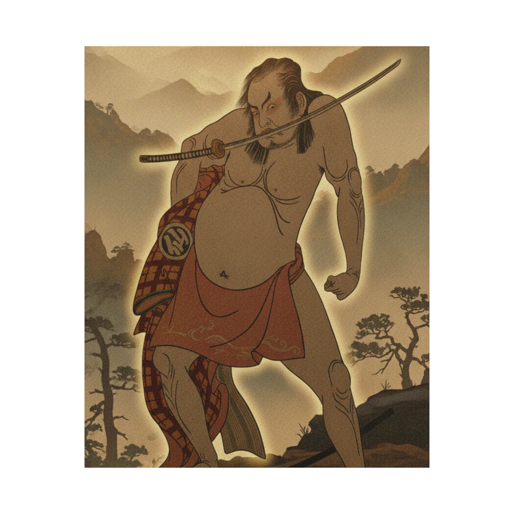 Scenic Nature — The Second Nakamura Sukegoro As A Man Entirely Nude Save For Loin Cloth — Matte Poster