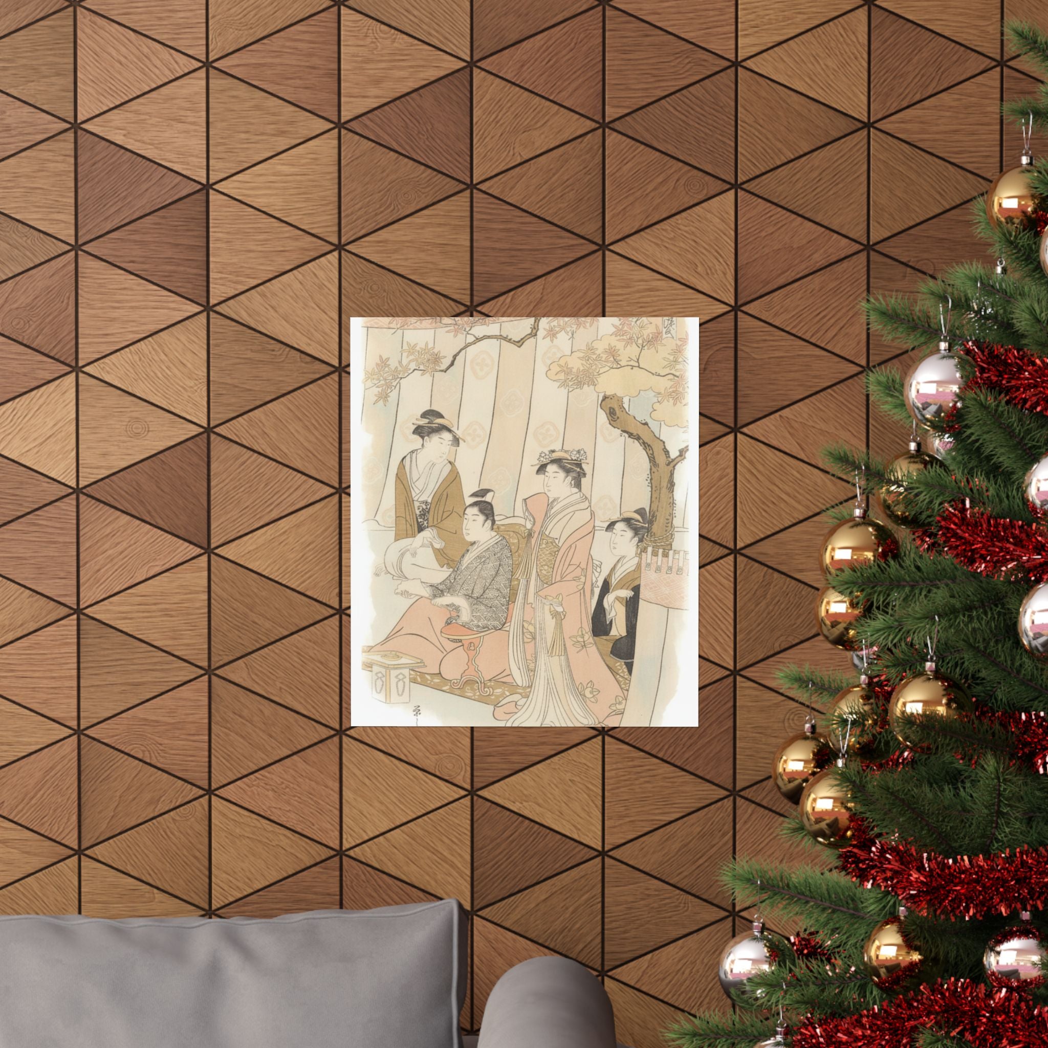 Watercolor — Prince Genji And Three Young Women — Matte Poster