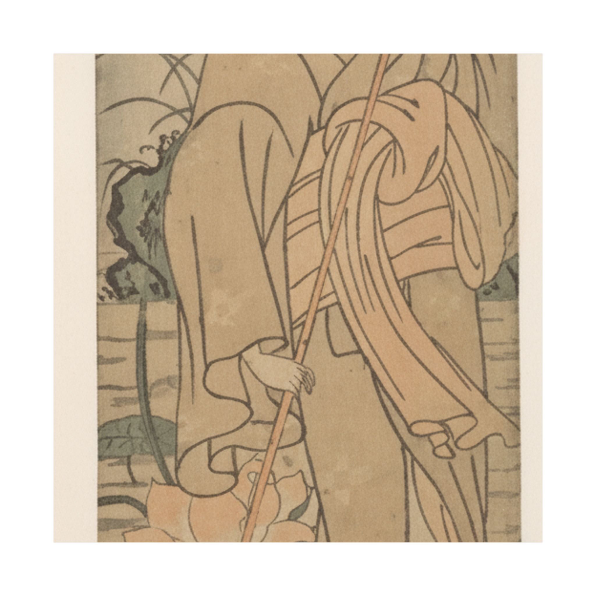 Ecommerce Main — Young Woman Poling Herself In A Boat Among Pond Lilies — Matte Poster