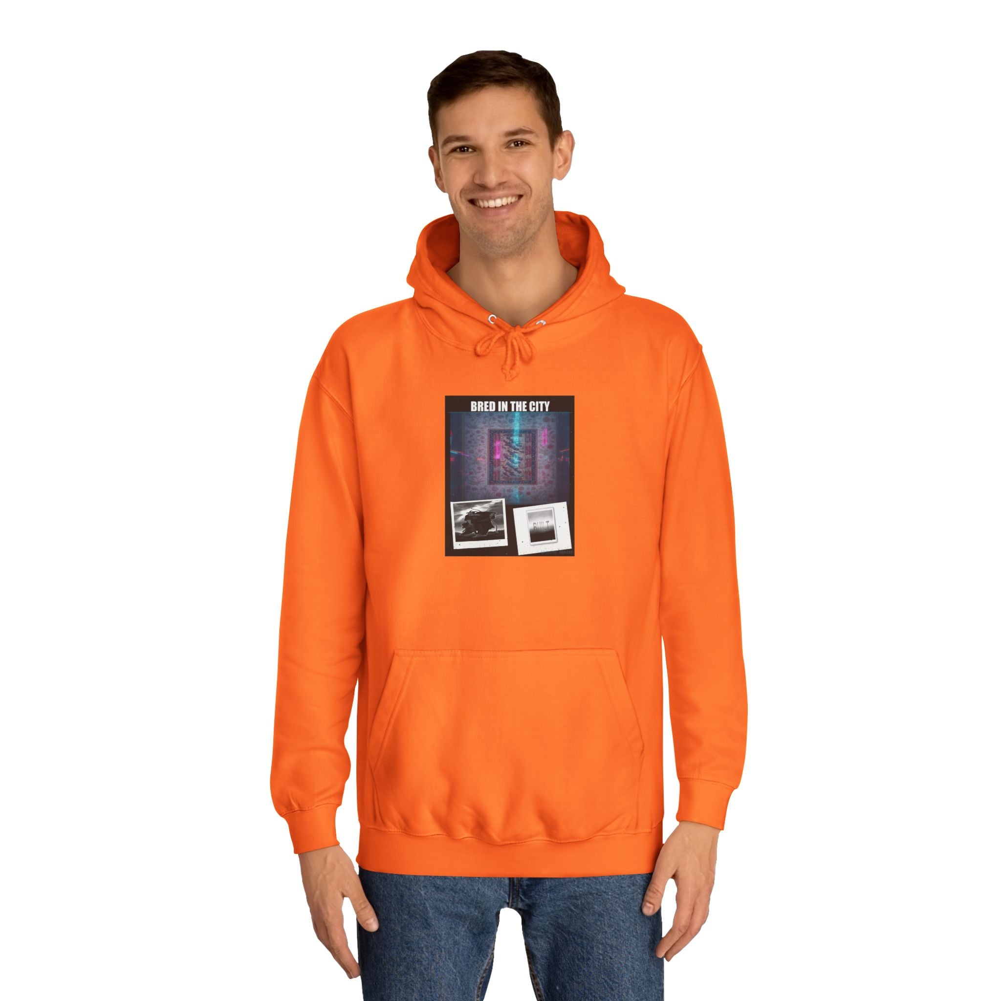 BRED IN THE CITY Purple Neon Collage Hoodie