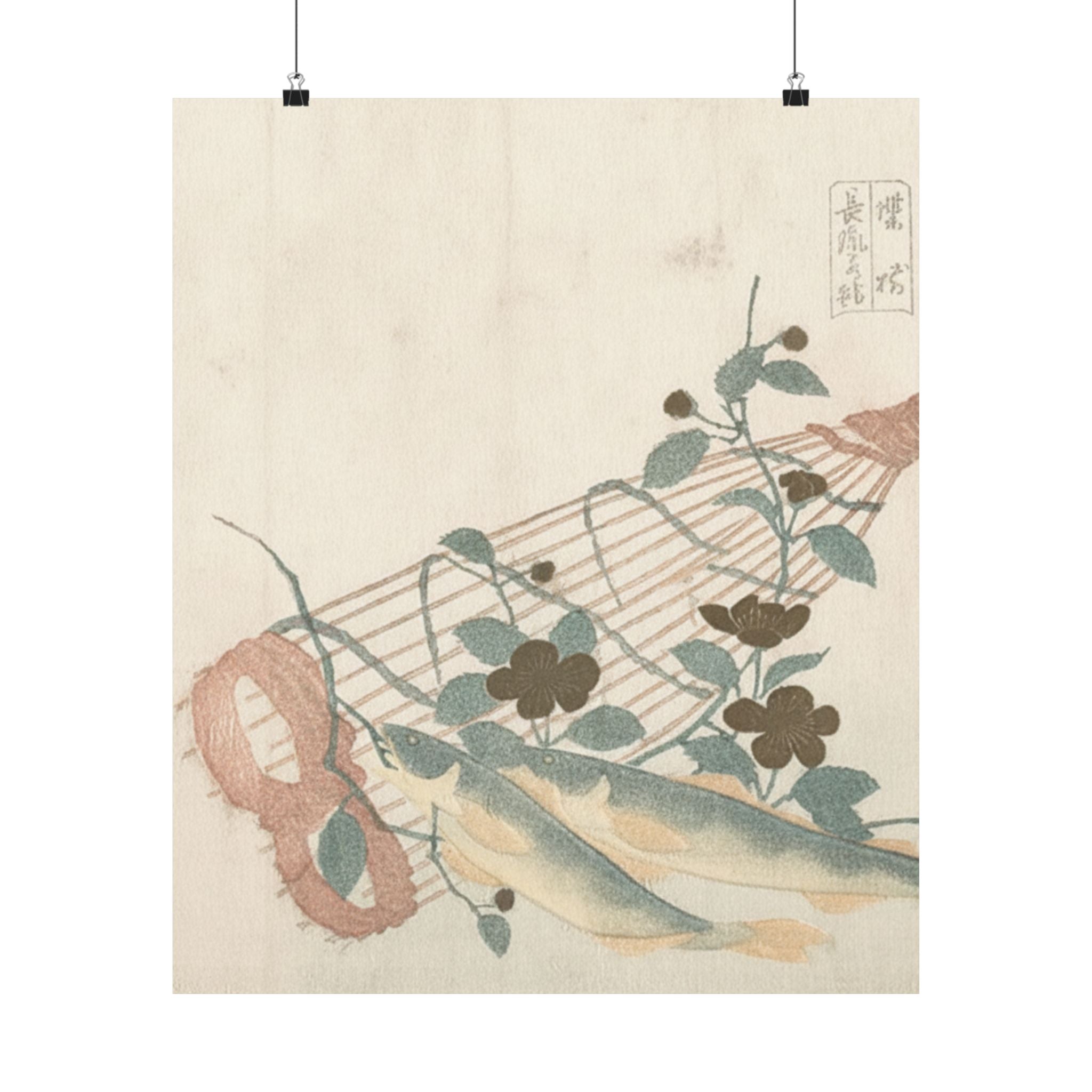 Botanical — Sweet Fishes Of The Nagara River, With Baskets And Flowers — Matte Poster