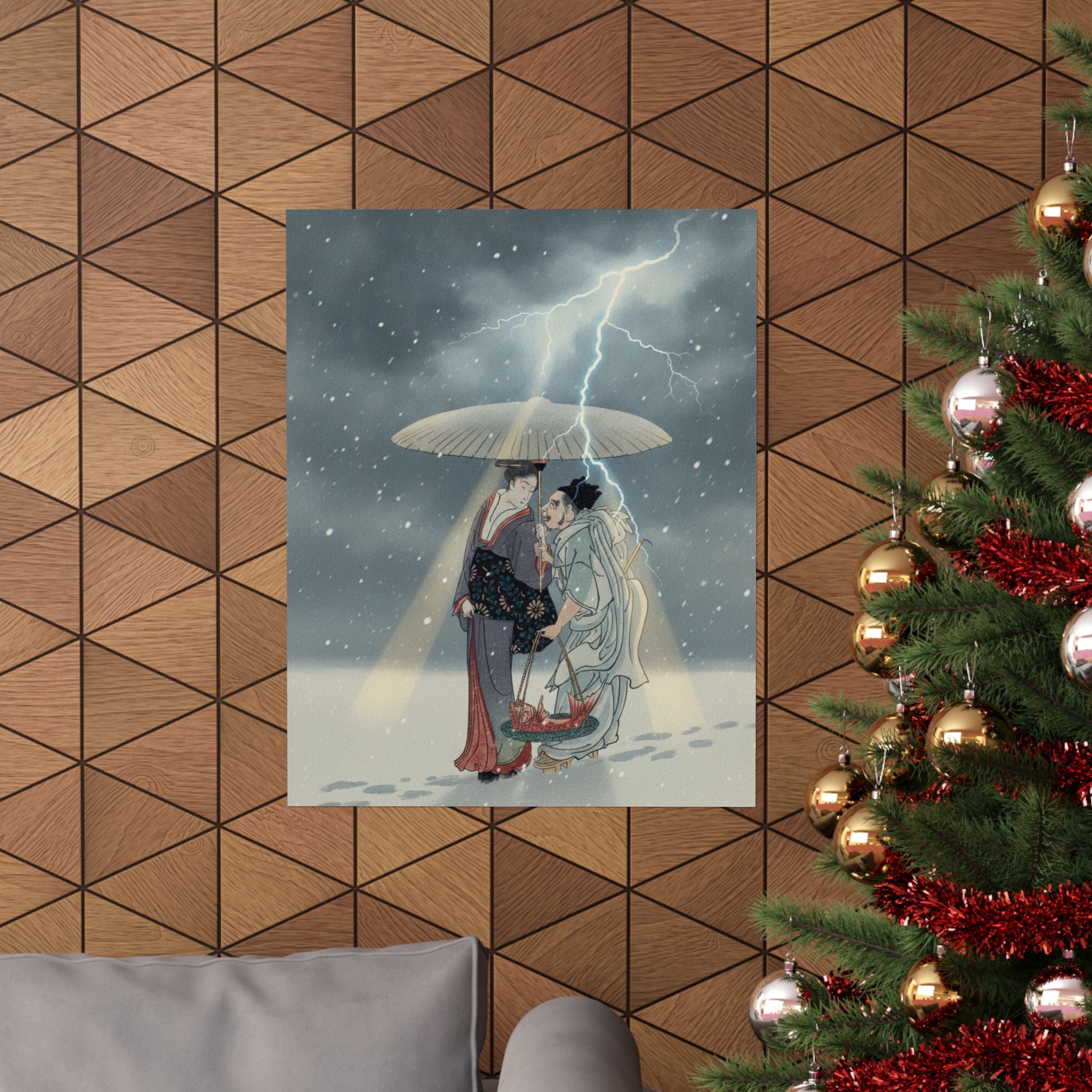Dramatic Storm — Ebisu And Benten Walking In The Snow — Matte Poster