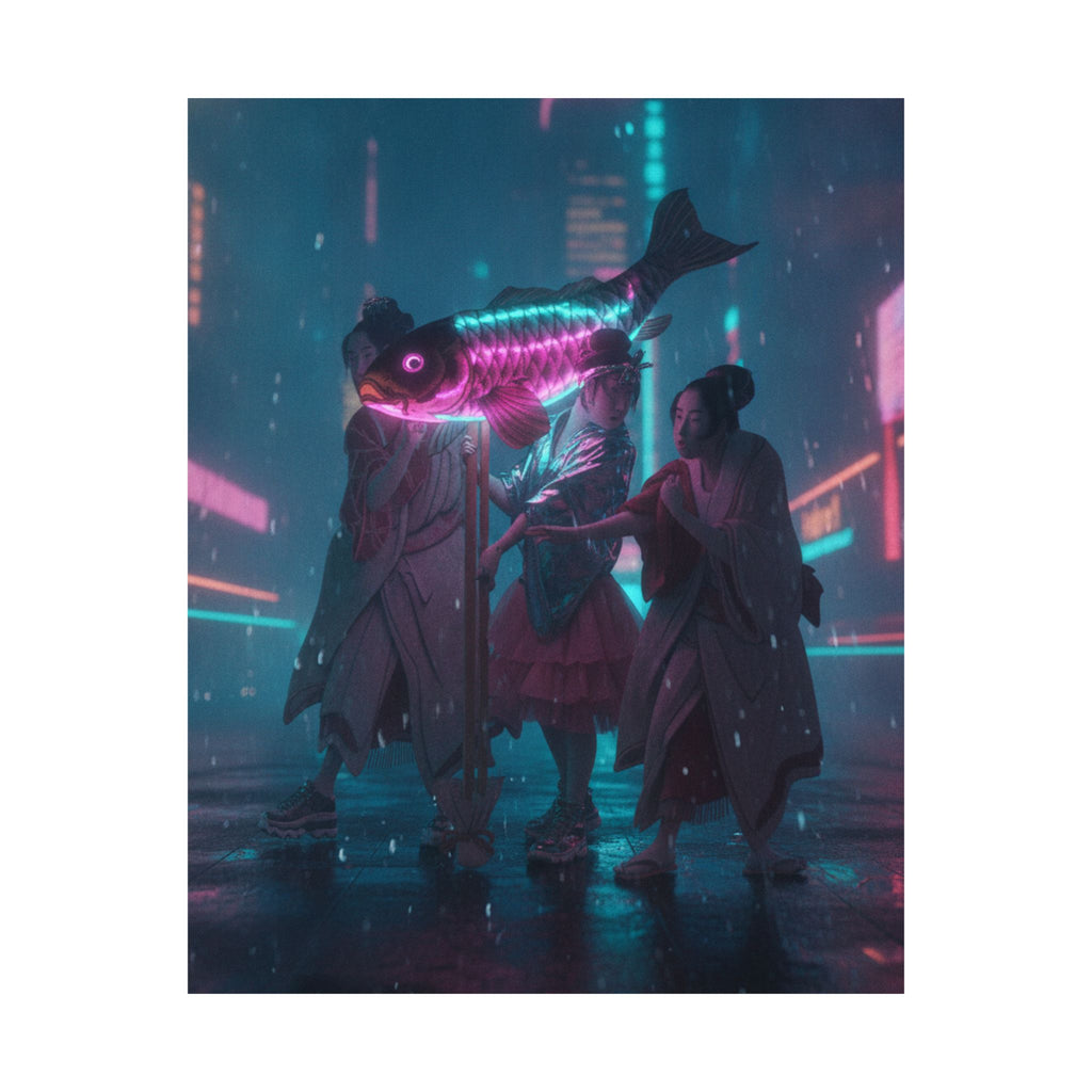 Neon Noir — Lantern Float — Matte Poster