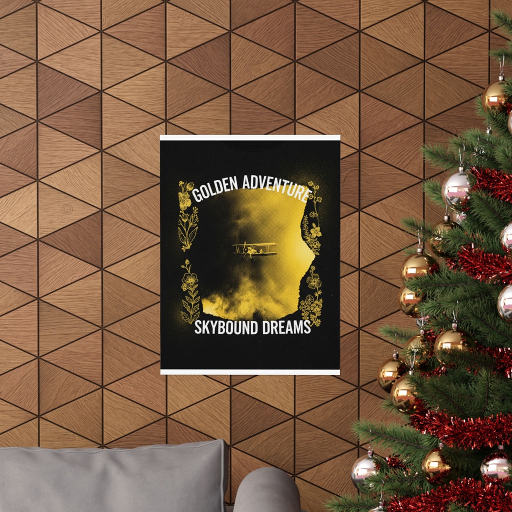Golden Adventure Skybound Dreams Biplane Art Poster