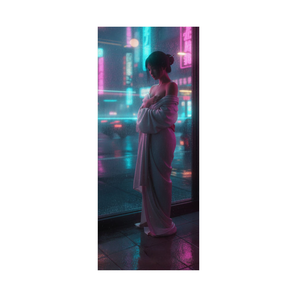 Neon Noir — Girl Drying Herself After Her Bath — Matte Poster