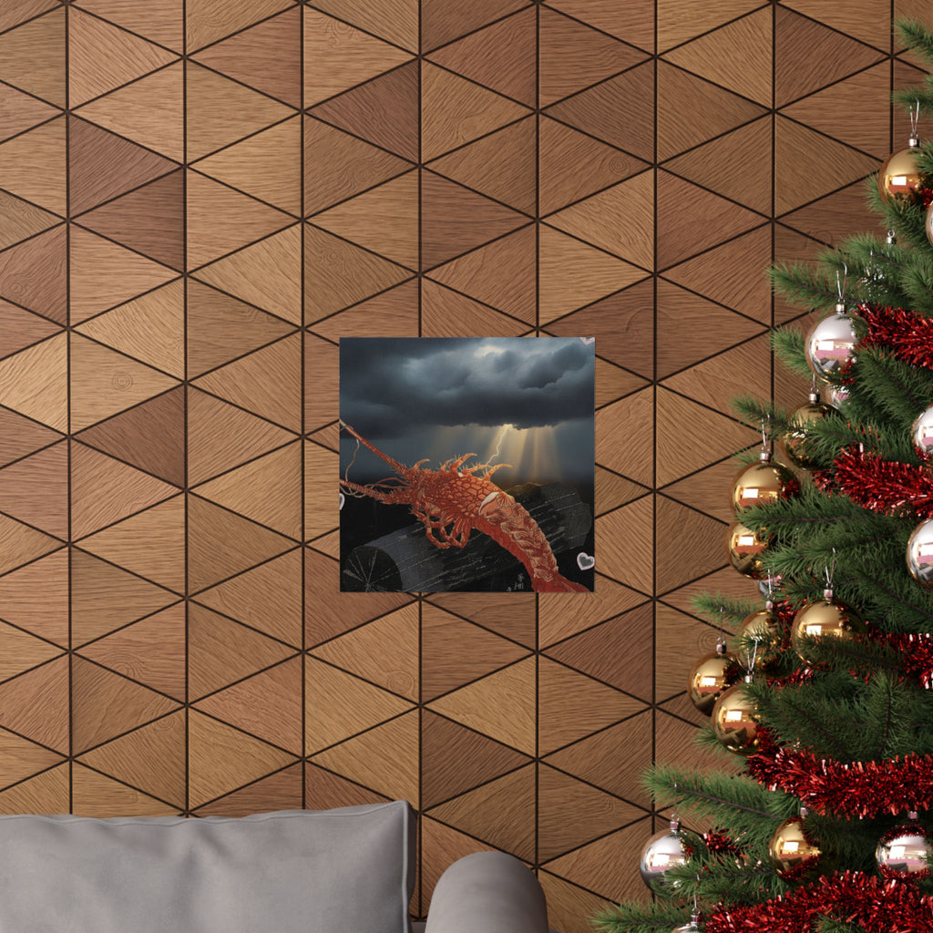Dramatic Storm — Lobster On A Piece Of Charcoal — Matte Poster