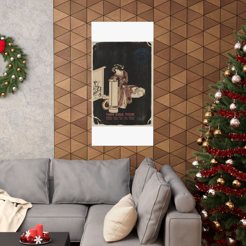 Vintage Bootleg — Young Woman Leaning Over A Tall Lamp — Matte Poster