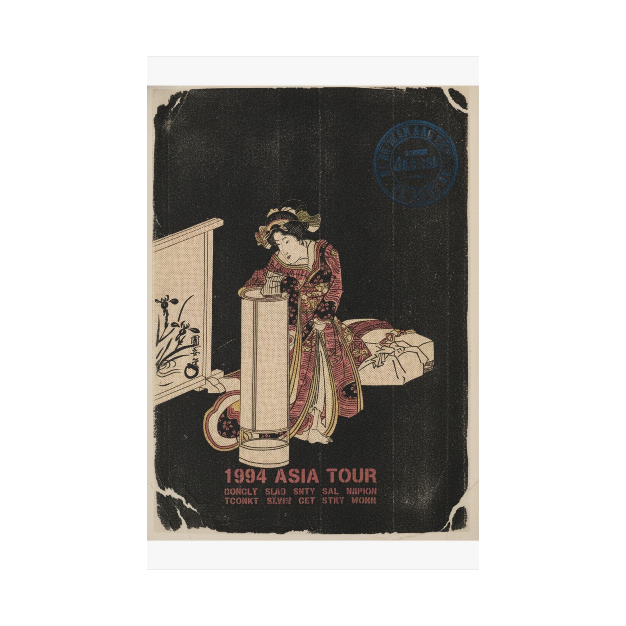 Vintage Bootleg — Young Woman Leaning Over A Tall Lamp — Matte Poster