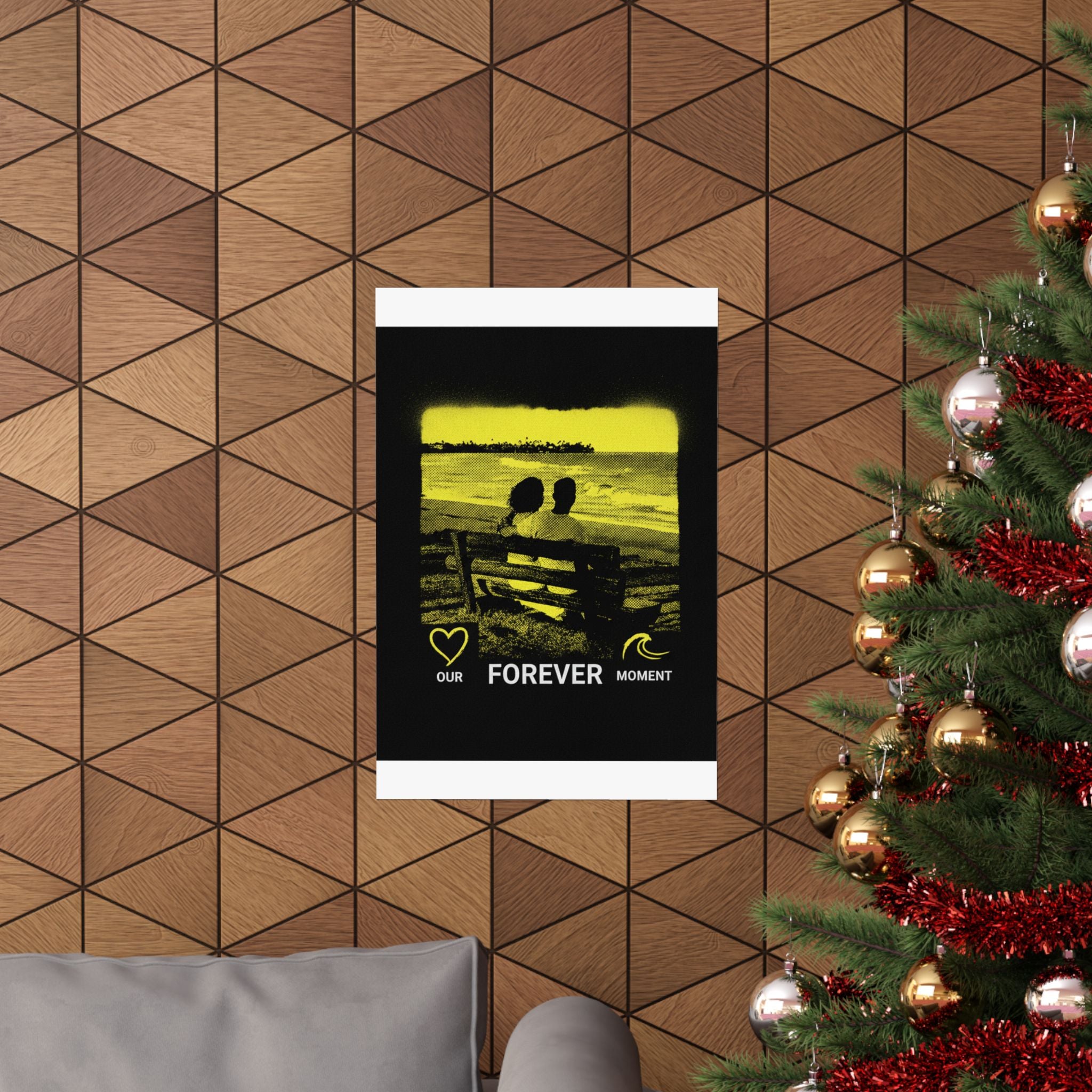 Our Forever Moment Beach Sunset Couple Yellow Matte Poster