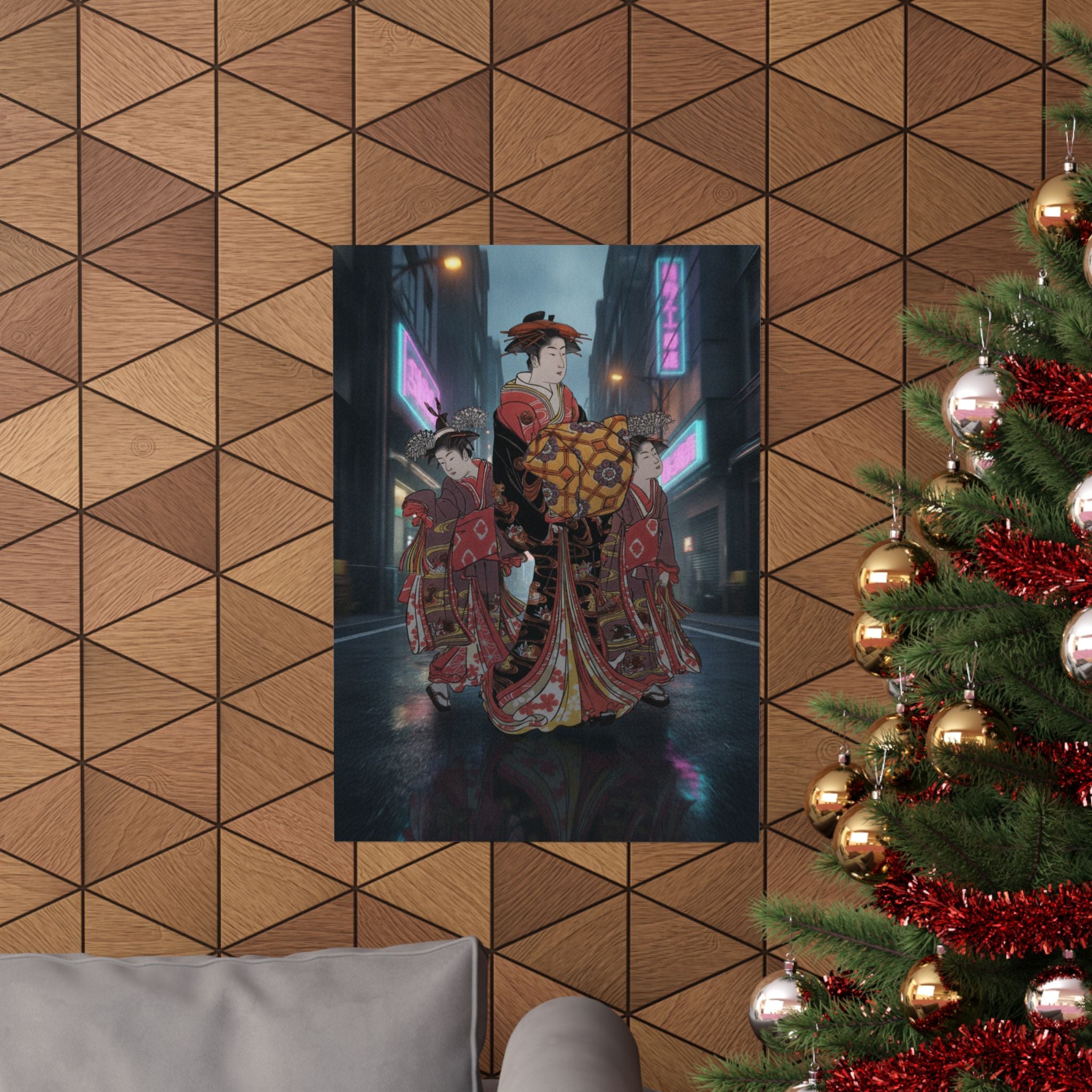 Fast Furious — An Oiran Accompanied By Two Kamuro — Matte Poster