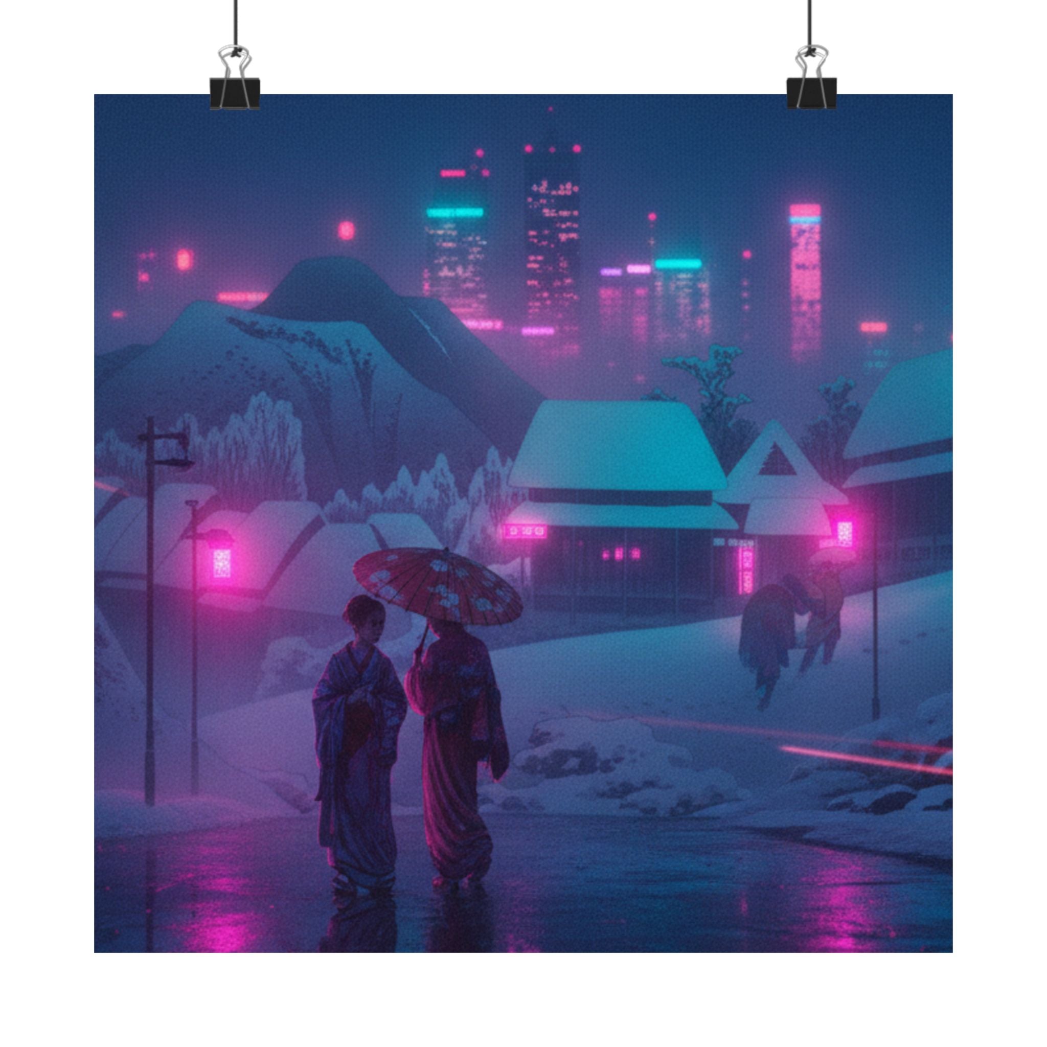 Neon Noir — Evening Snow — Matte Poster