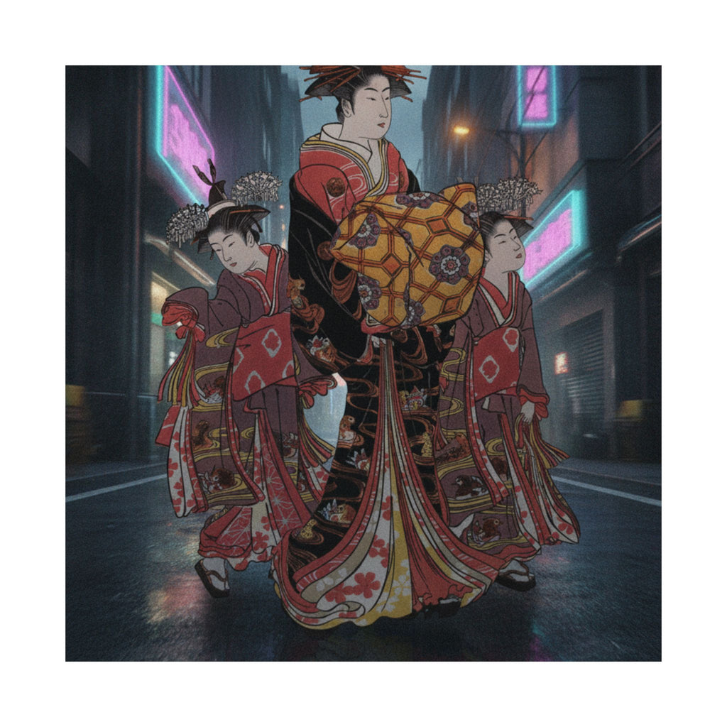 Fast Furious — An Oiran Accompanied By Two Kamuro — Matte Poster