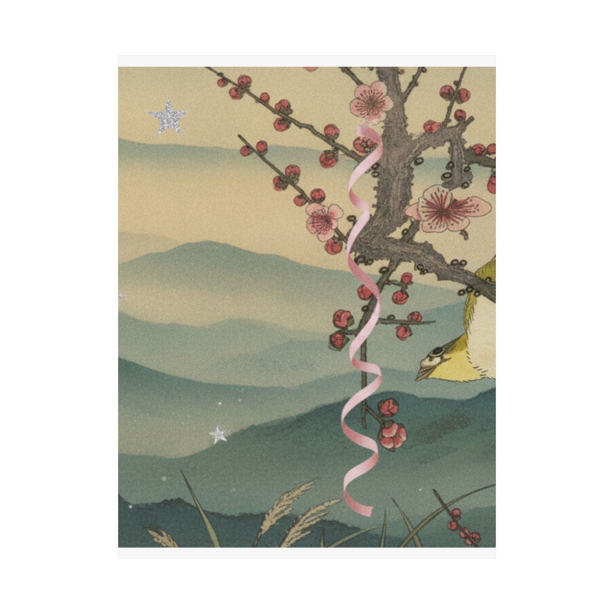 Scenic Nature — Bush Warbler On A Plum Branch (Ume Ni Uguisu) — Matte Poster
