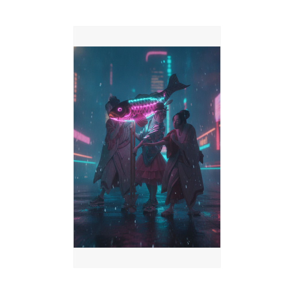Neon Noir — Lantern Float — Matte Poster