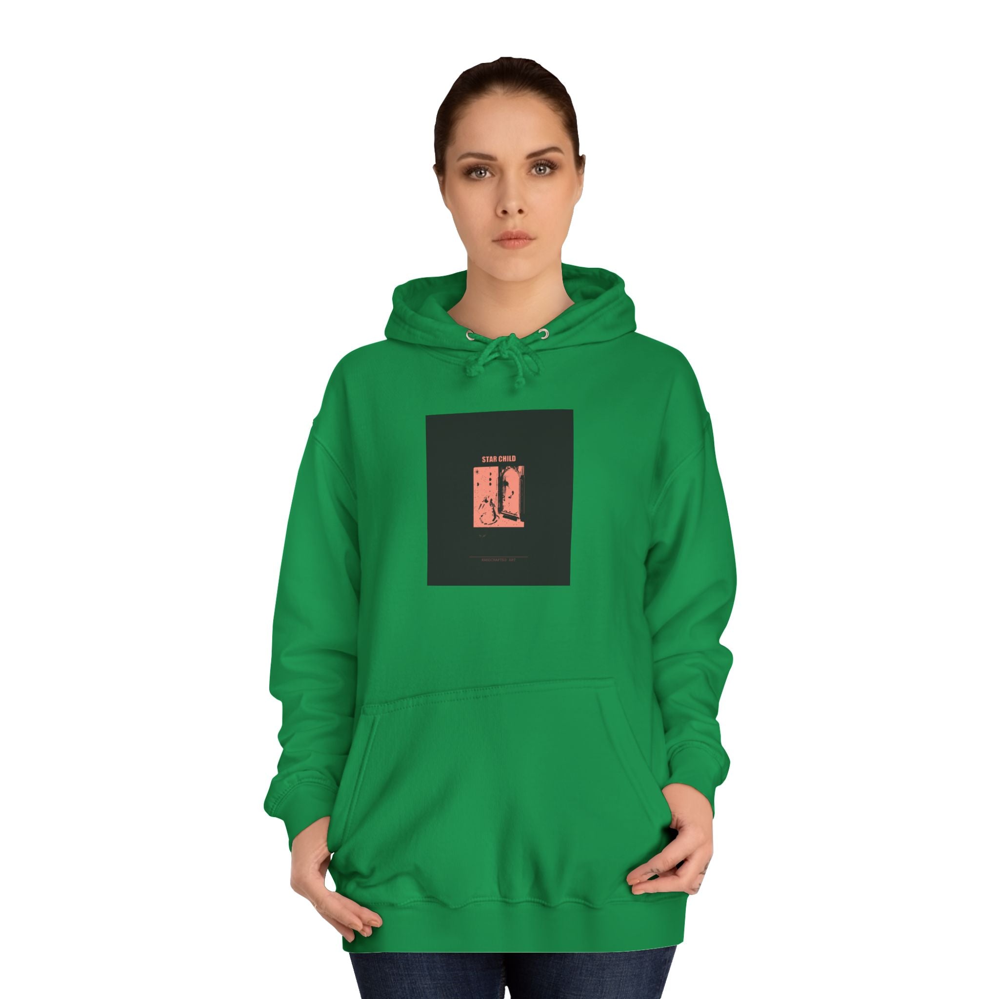 STAR CHILD Coral Duotone Poster Print Pullover Hoodie