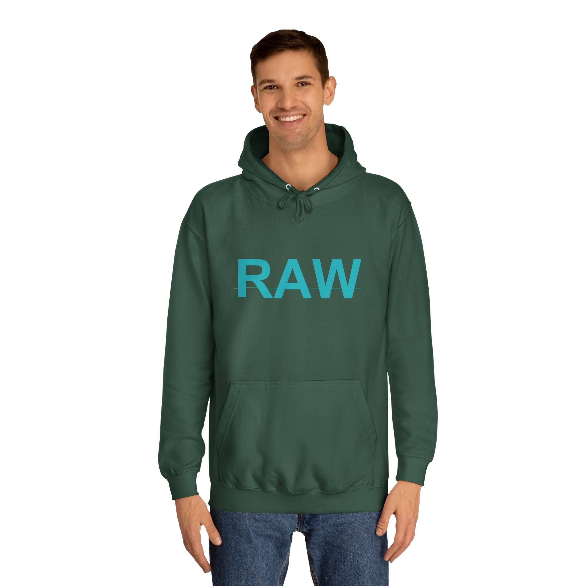 RAW Teal Capital Letter Minimalist Statement Hoodie