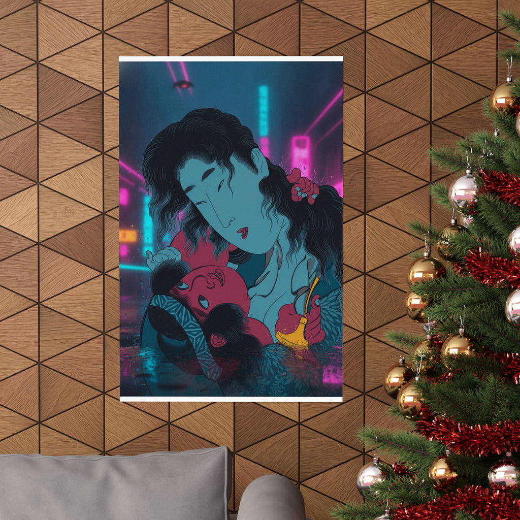 Neon Noir — Yamauba Playing With Kintarō — Matte Poster