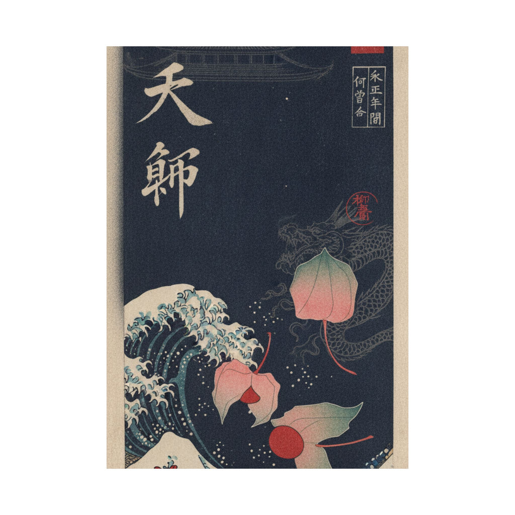 Japanese Street — Winter Cherries — Matte Poster