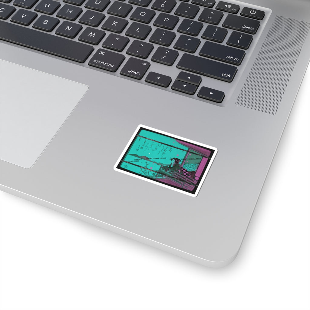 Glitch Culture — Courtesan Leaning On The Railing Of A Veranda — Kiss-Cut Sticker