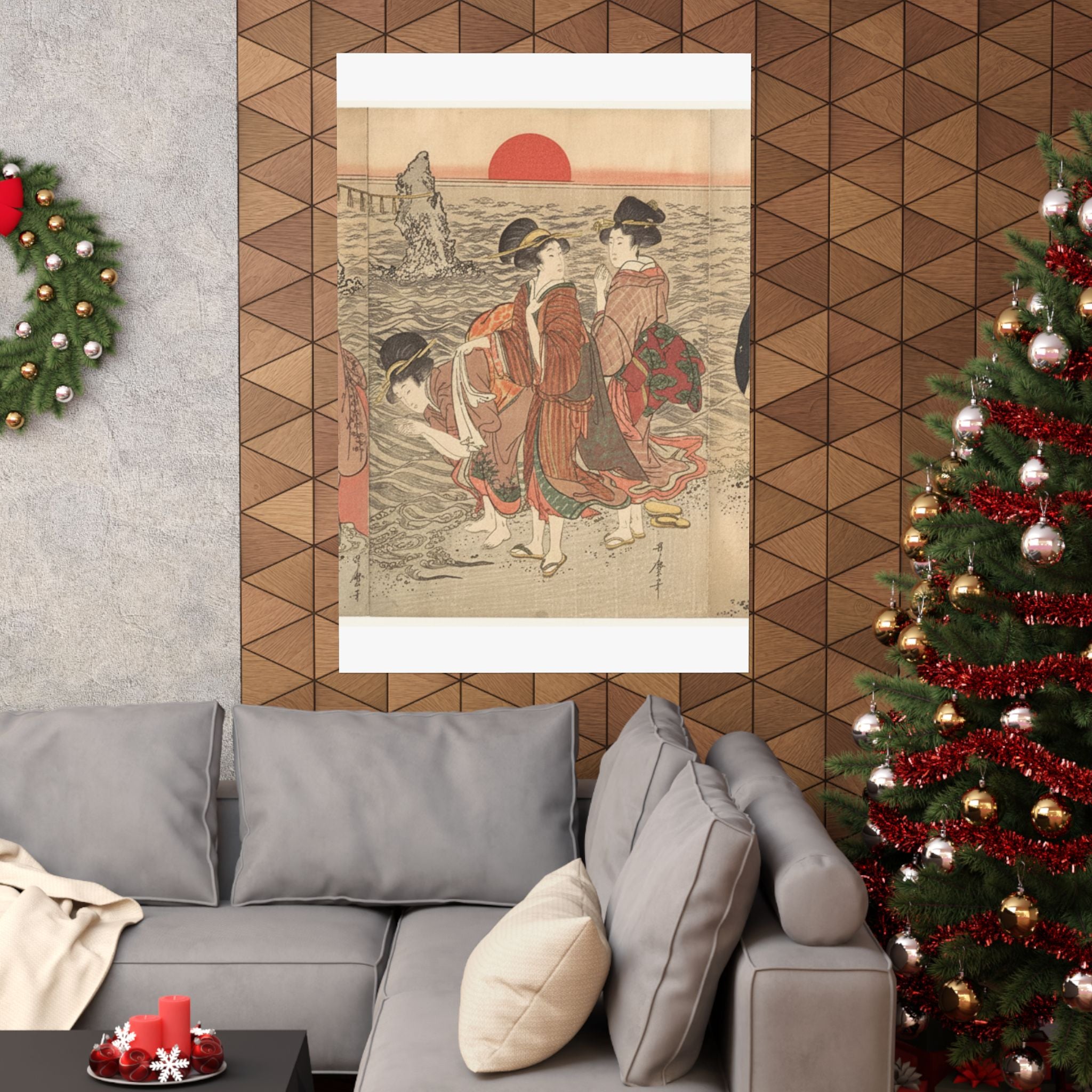 Ecommerce Main — Women Worshipping The Rising Sun Between The Twin Rocks At Ise — Matte Poster
