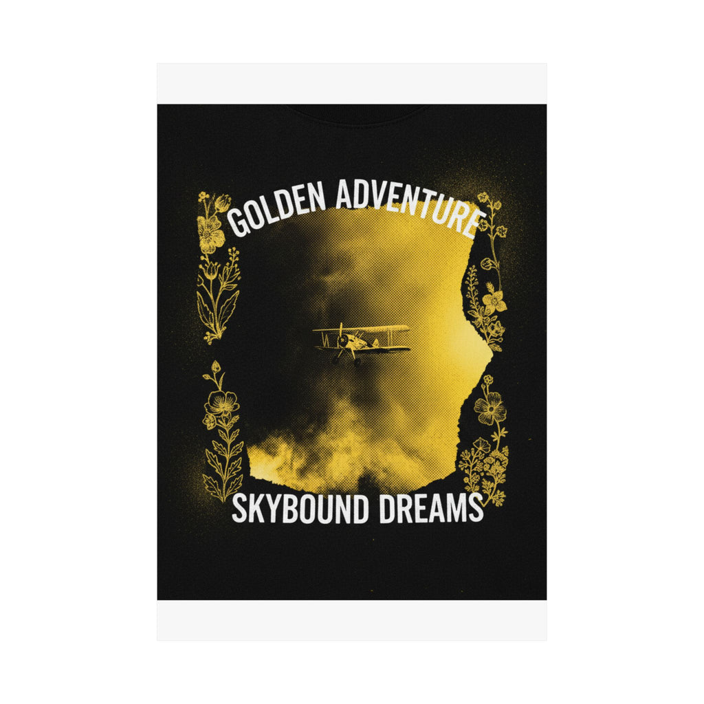 Golden Adventure Skybound Dreams Biplane Art Poster