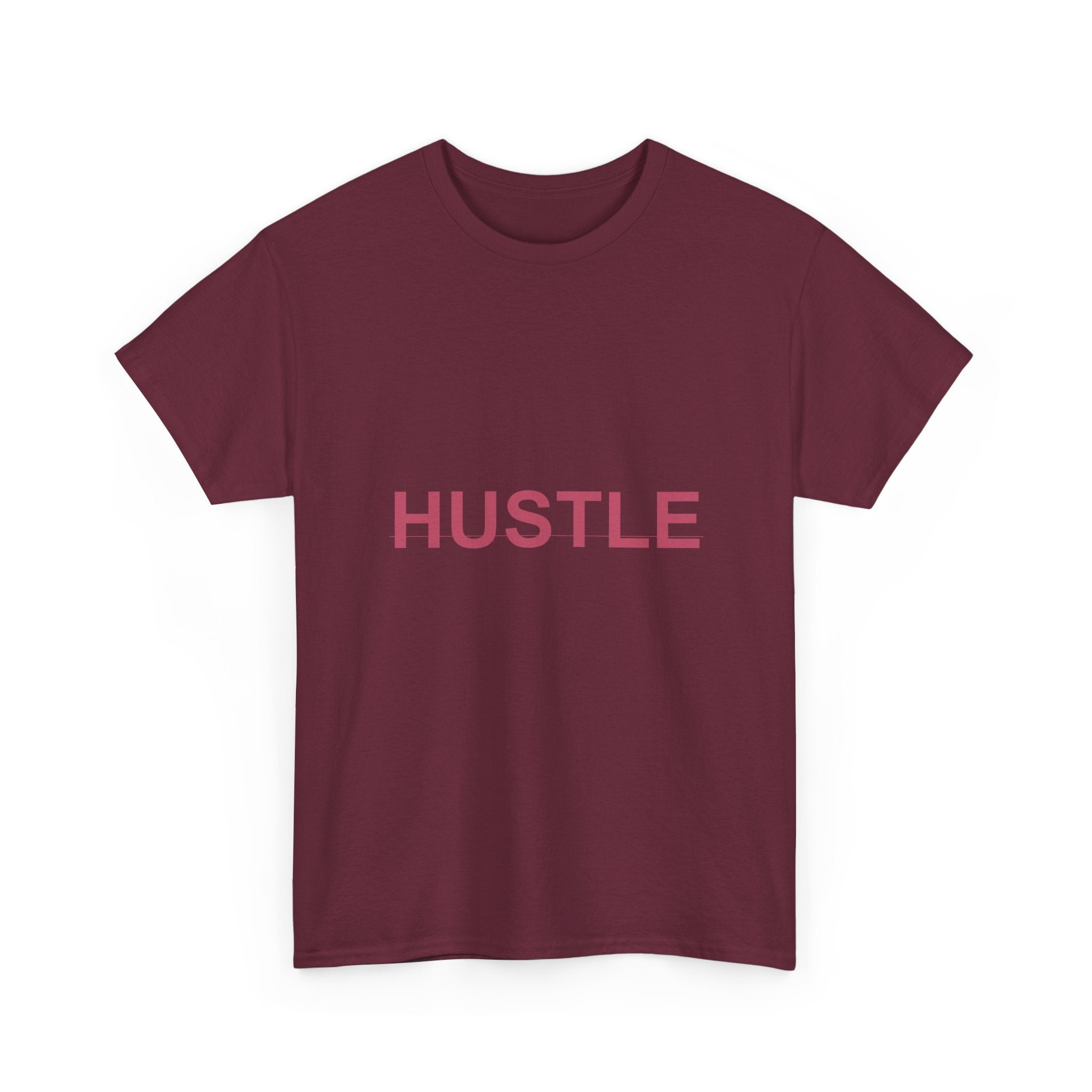 HUSTLE Bold Crimson Minimal Typography Graphic Tee