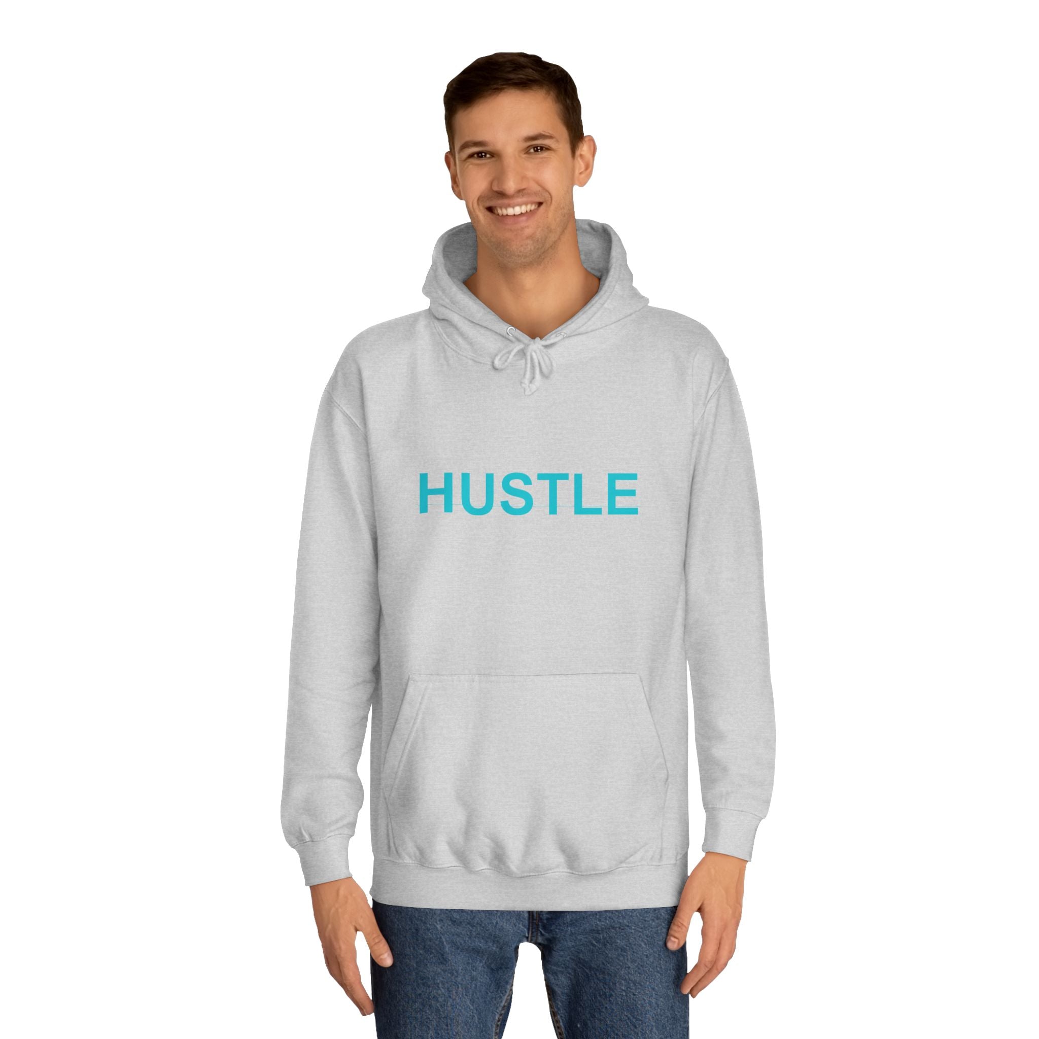 HUSTLE Bold Turquoise Wordmark Minimal Hoodie