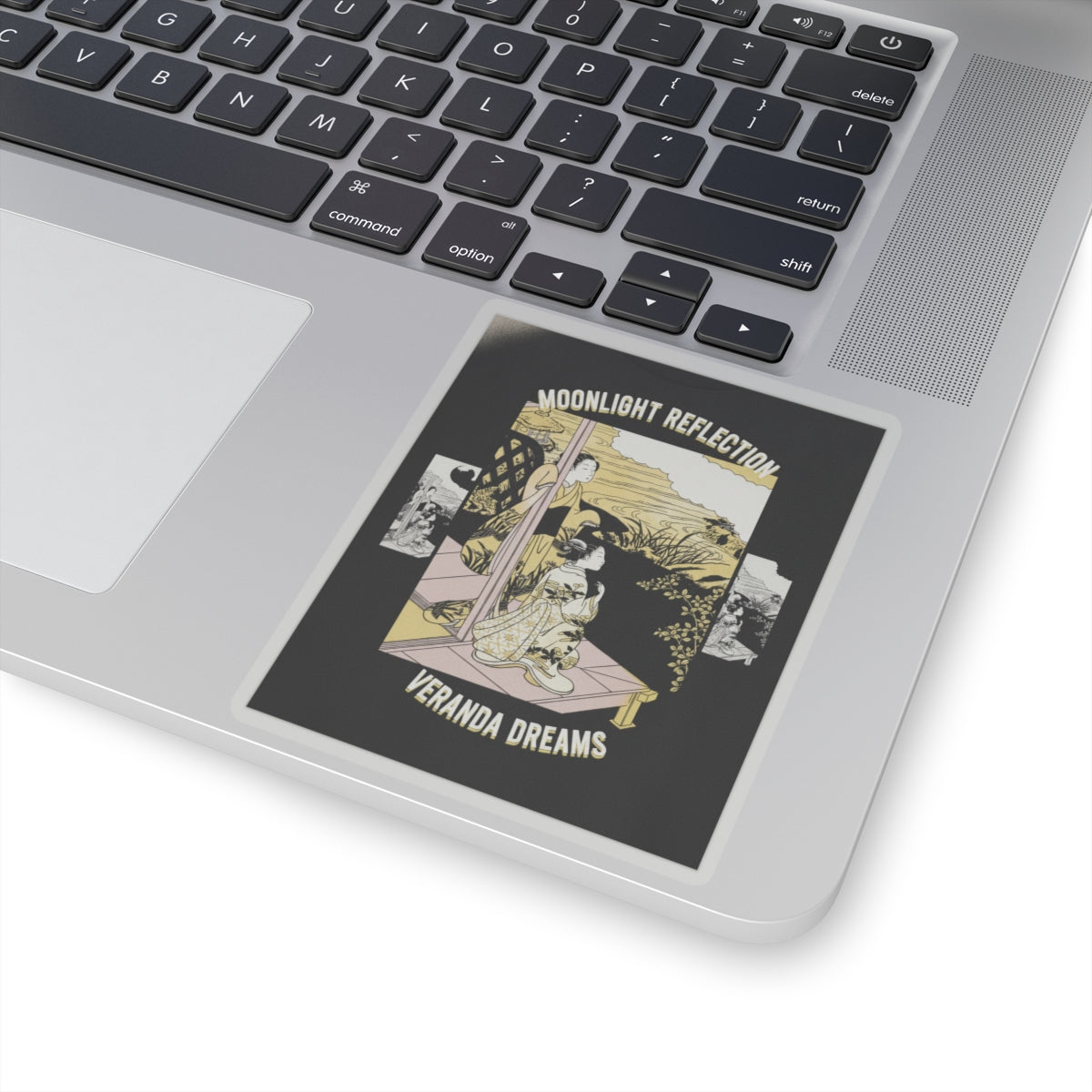 Streetwear Collage — Two Girls On A Veranda Beside A Stream With The Moon — Kiss-Cut Sticker