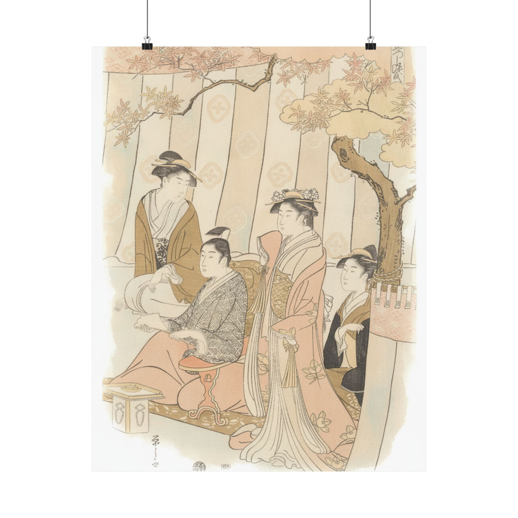 Watercolor — Prince Genji And Three Young Women — Matte Poster