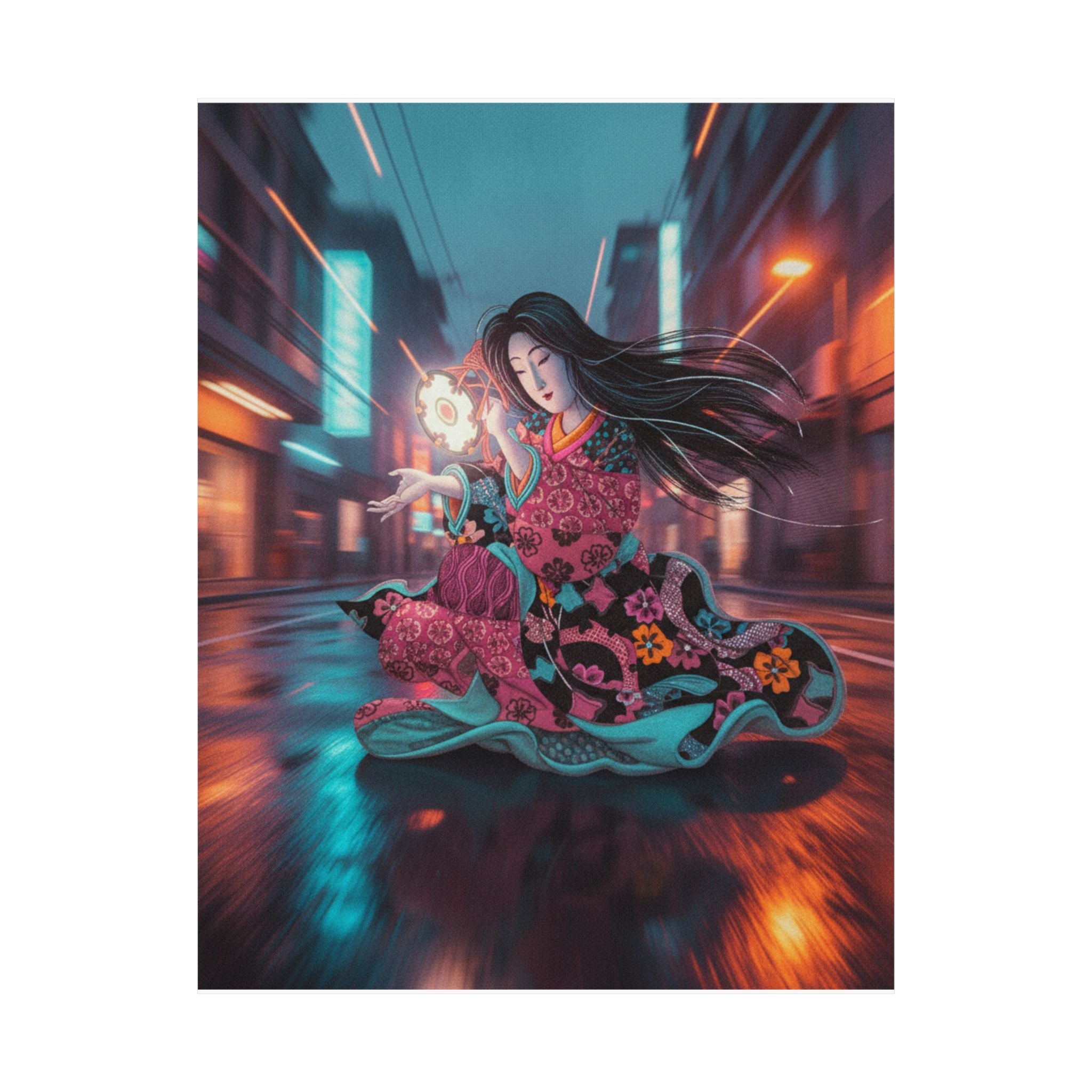 Fast Furious — Woman Playing The Tsuzumi — Matte Poster