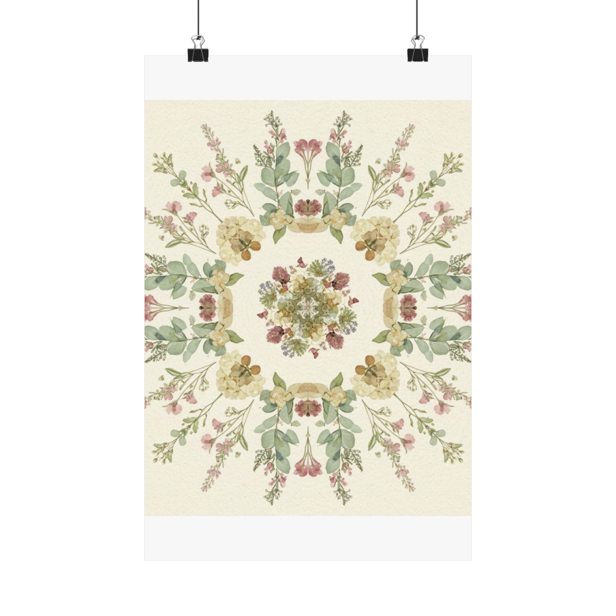 Pressed Wildflower Symmetry Cottagecore Botanical Poster