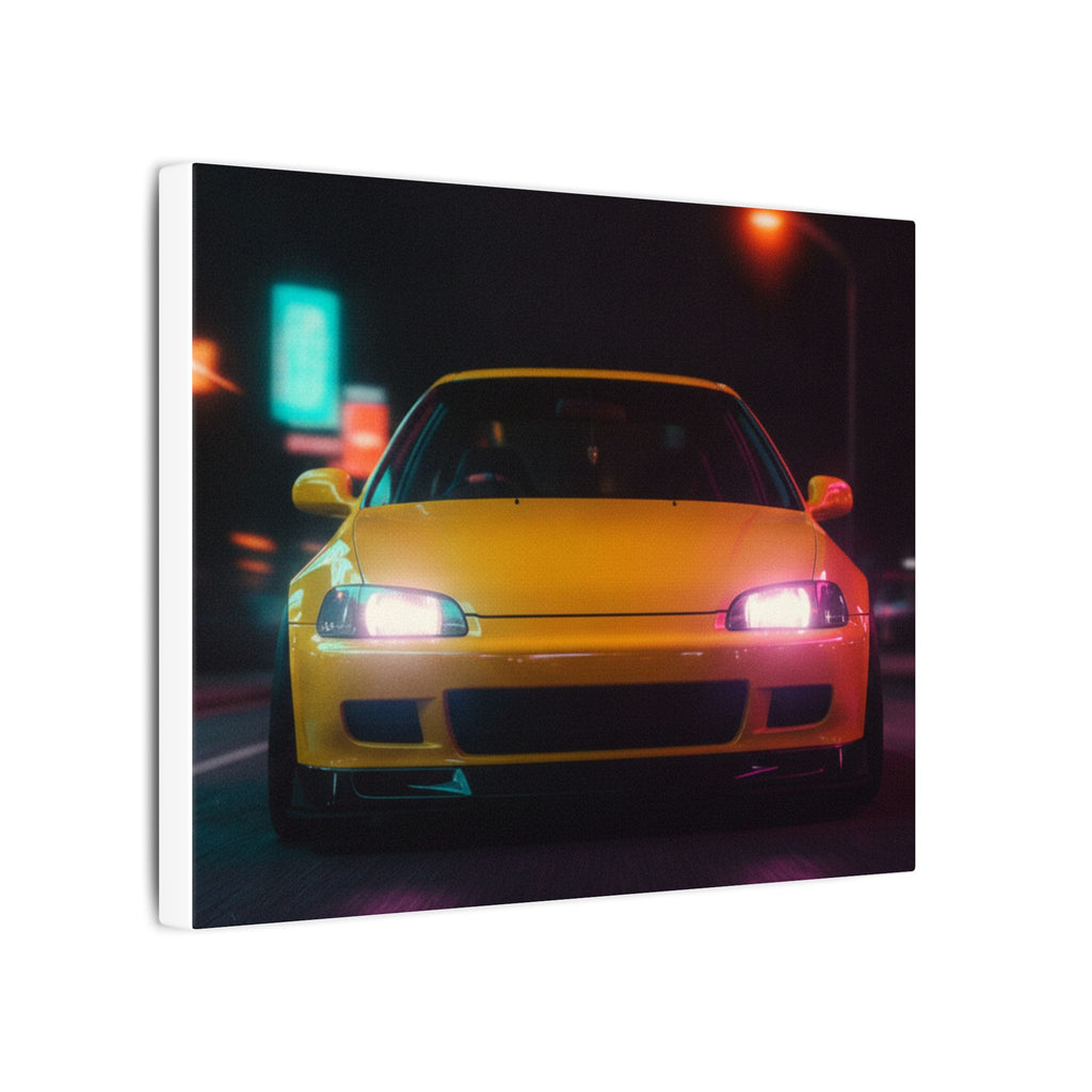 Neon Night JDM Yellow Coupe Street Matte Canvas