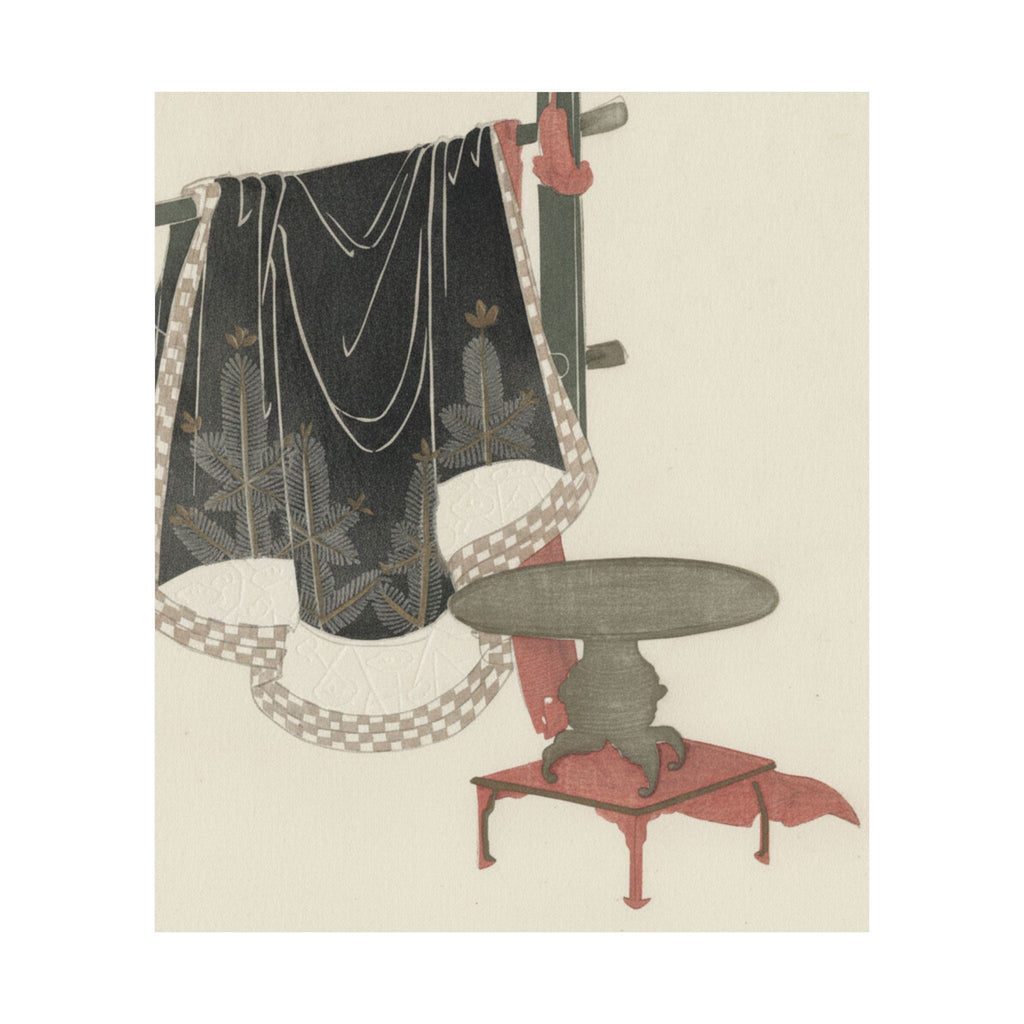 Botanical — Flower Vase With Stand; Dress Hanging On A Clothesrack — Matte Poster