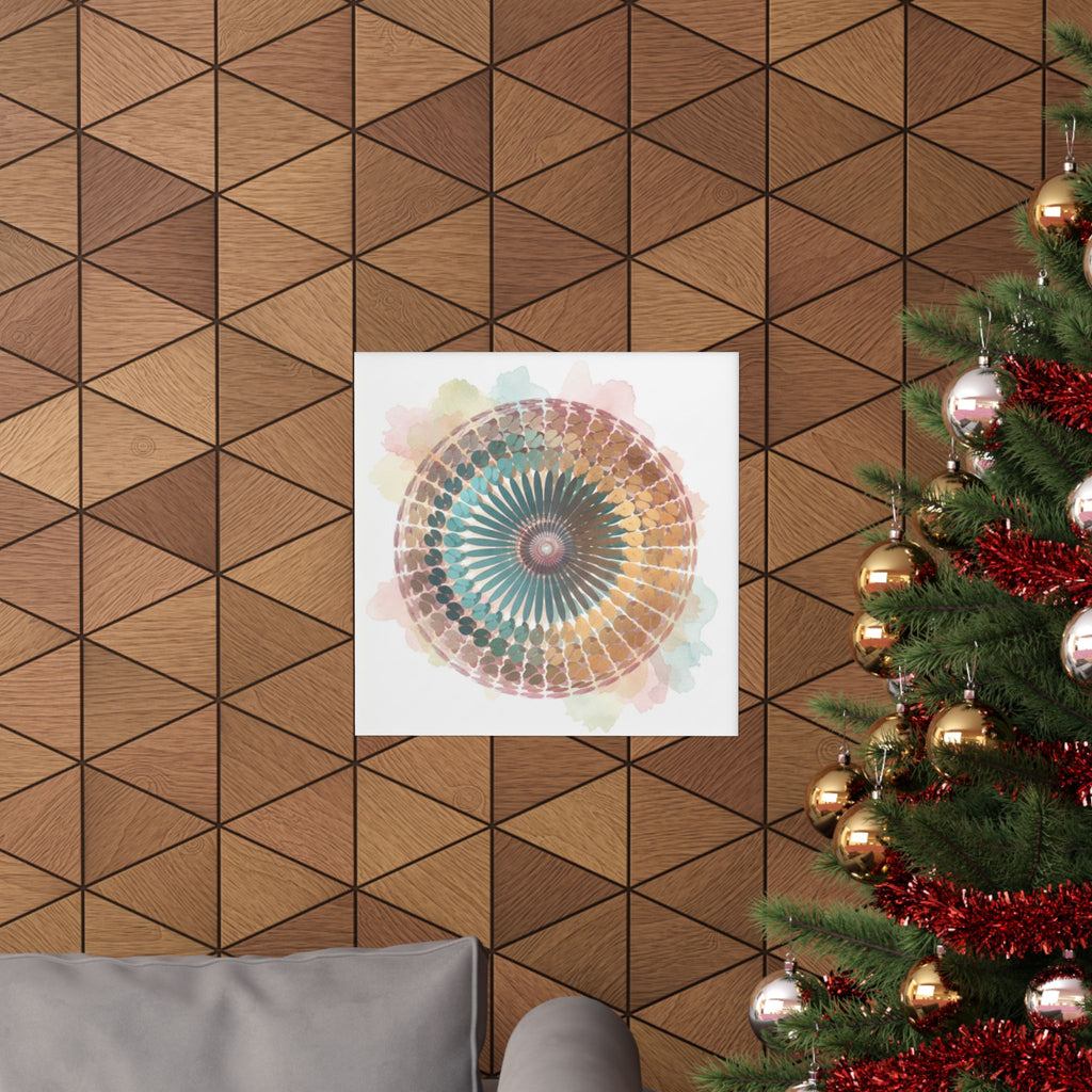 Terracotta and Teal Watercolour Spiral Mandala Poster