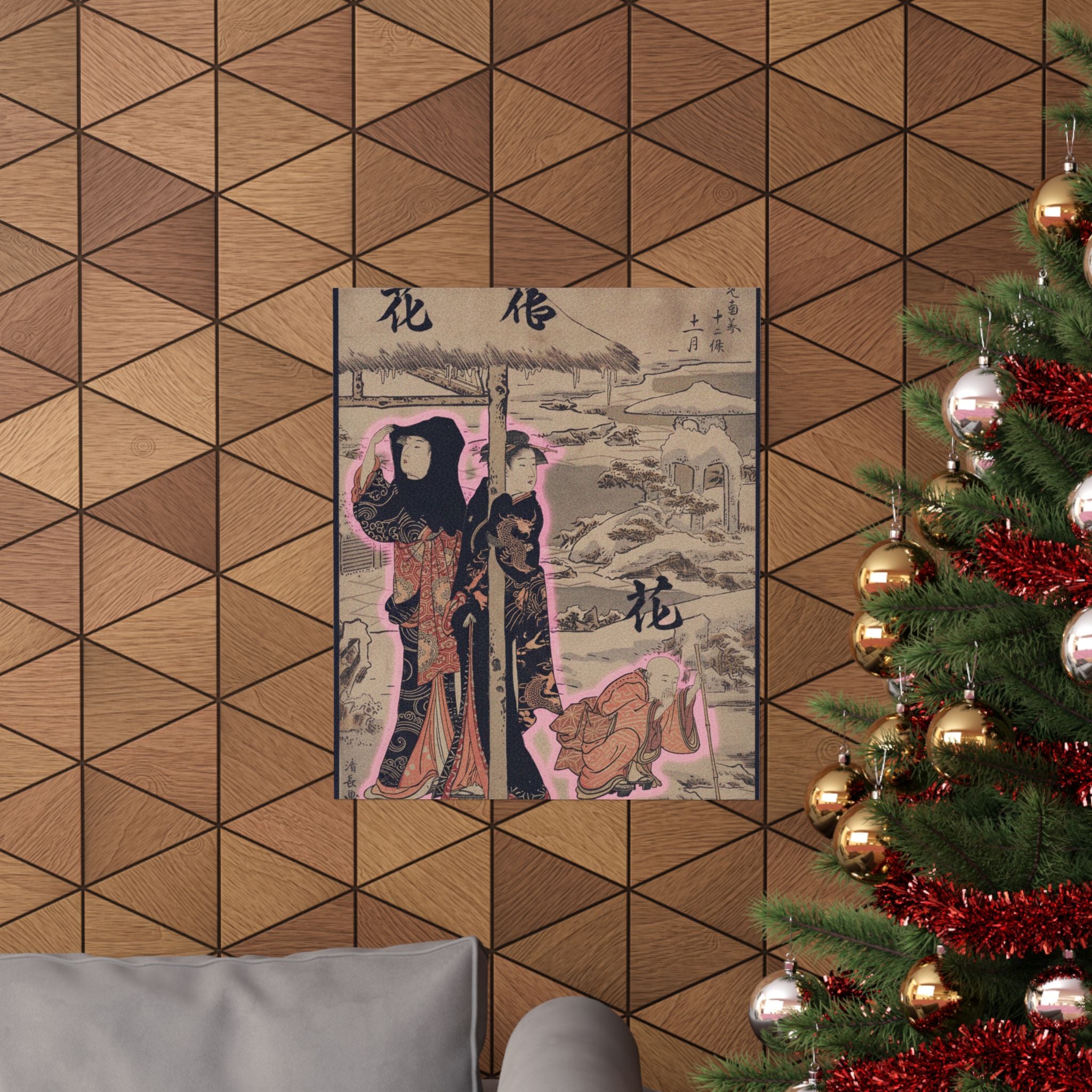 Japanese Street — A Day In Winter; Two Ladies And A Child In A Garden — Matte Poster