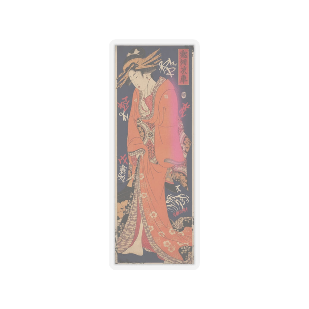 Japanese Street — Geisha, Probably A Singing Girl — Kiss-Cut Sticker
