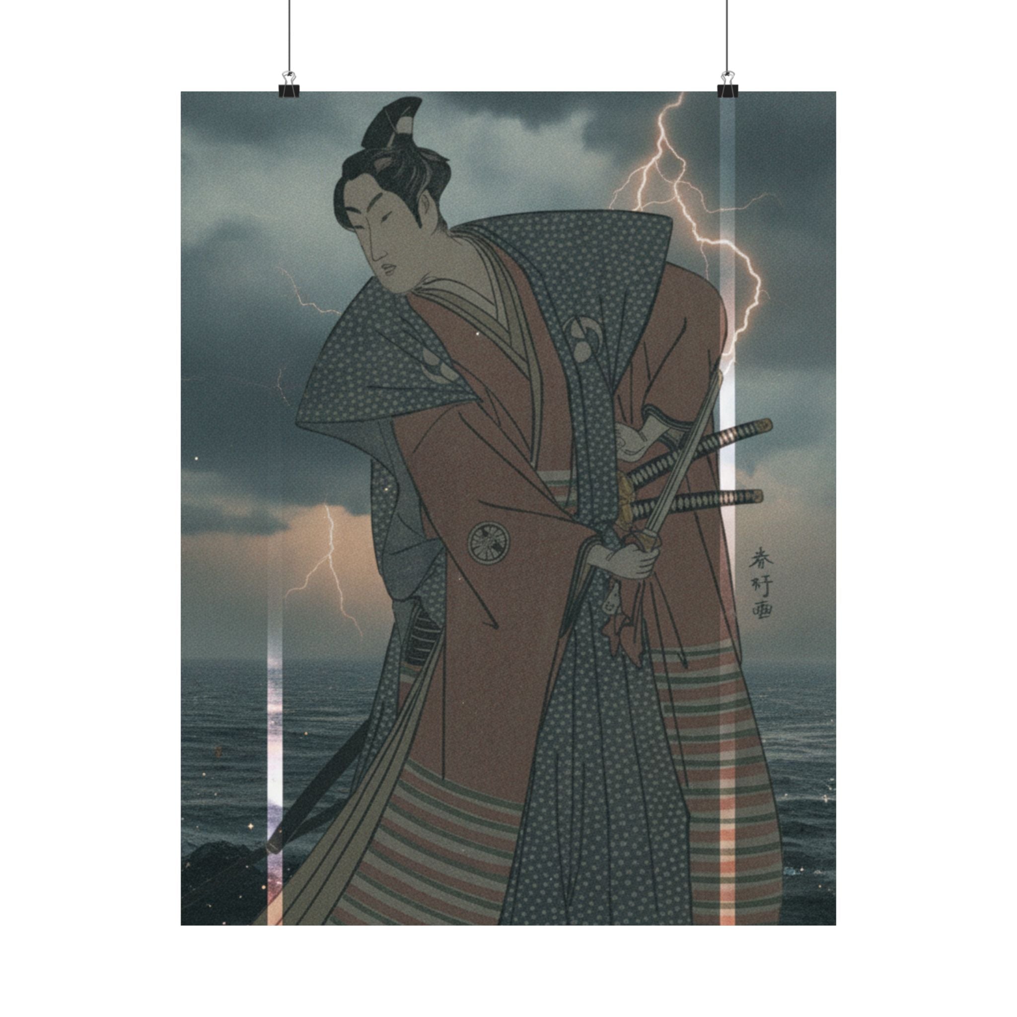 Dramatic Storm — The Third Segawa Kikunojo In The Role Of Oboshi Rikiya — Matte Poster