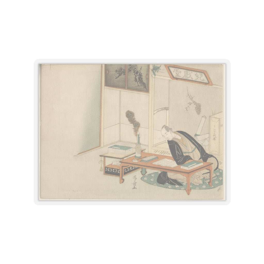 Botanical — Man Seated With His Reading And Writing Materials Before Him — Kiss-Cut Sticker