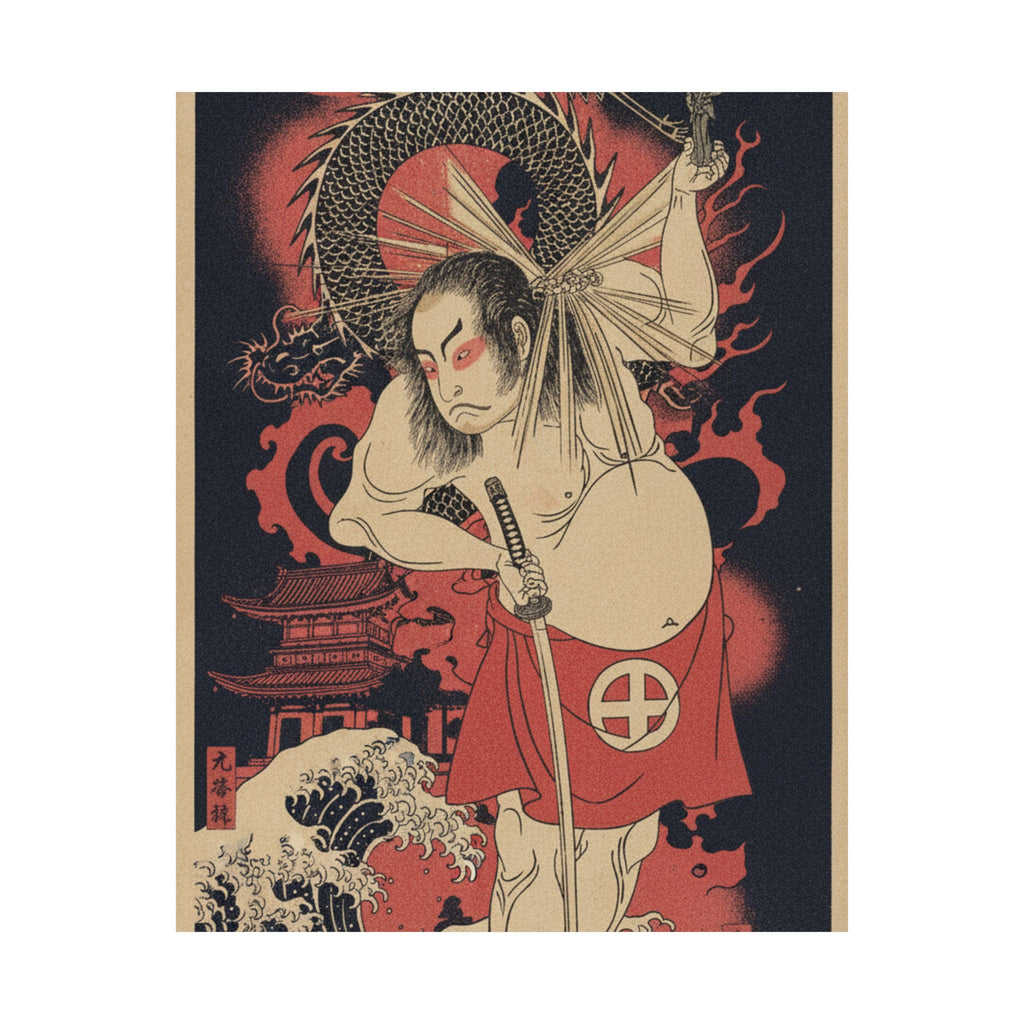 Japanese Street — The Third Otani Hiroji As A Man Clothed Only With A Red Apron — Matte Poster