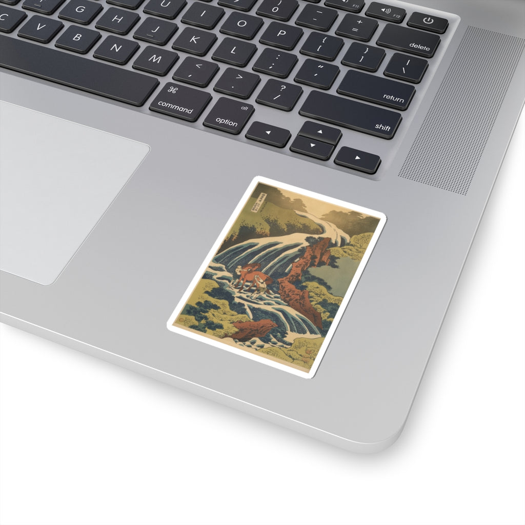 Scenic Nature — The Waterfall Where Yoshitsune Washed His Horse At Yoshino In Yamato Province (W — Kiss-Cut Sticker