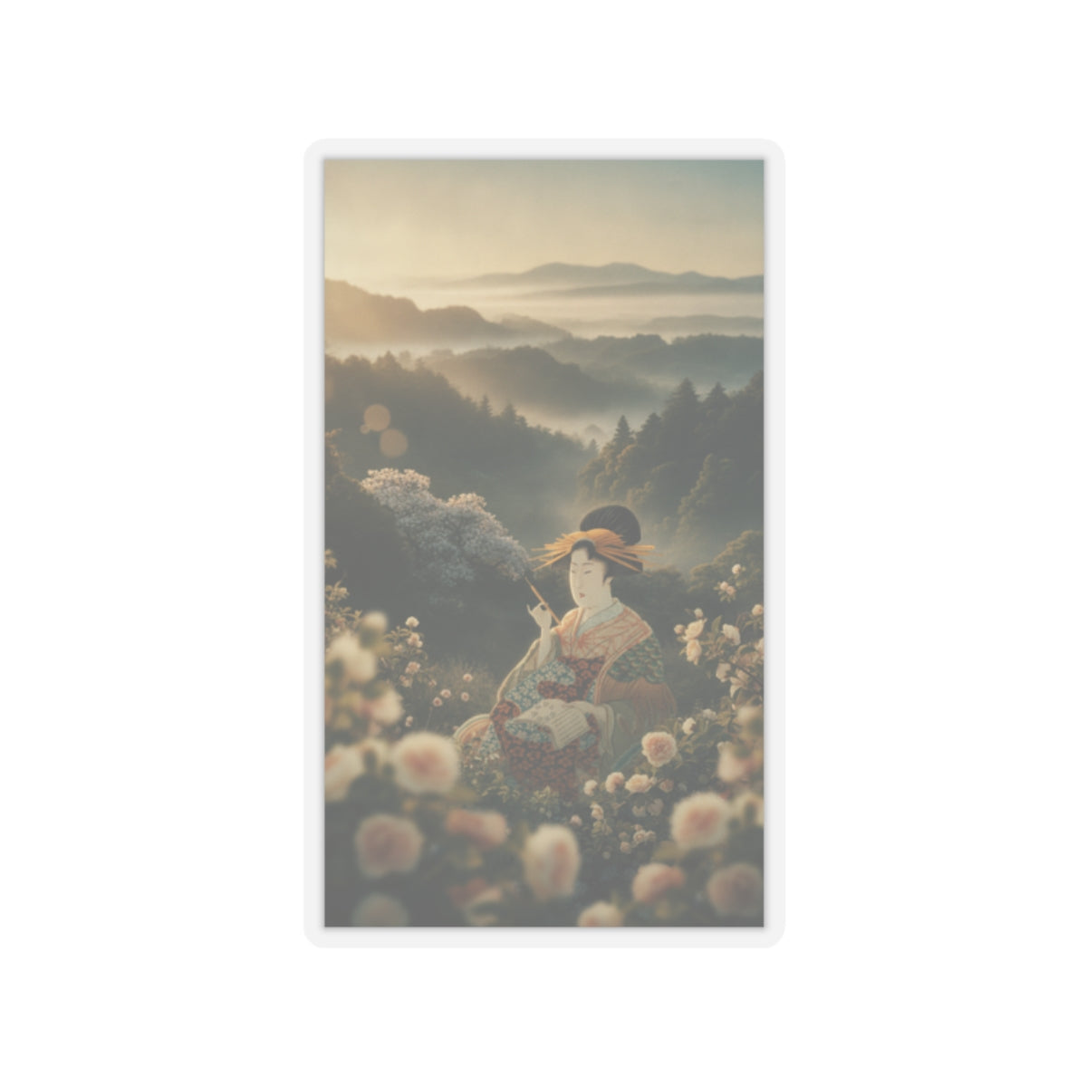 Scenic Nature — Courtesan With Book And Hair-Pin — Kiss-Cut Sticker