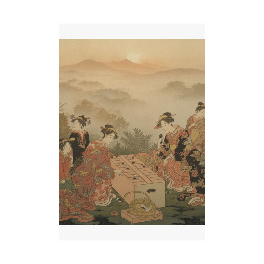 Scenic Nature — Two Young Women Playing A Game Of Sugoroku — Matte Poster