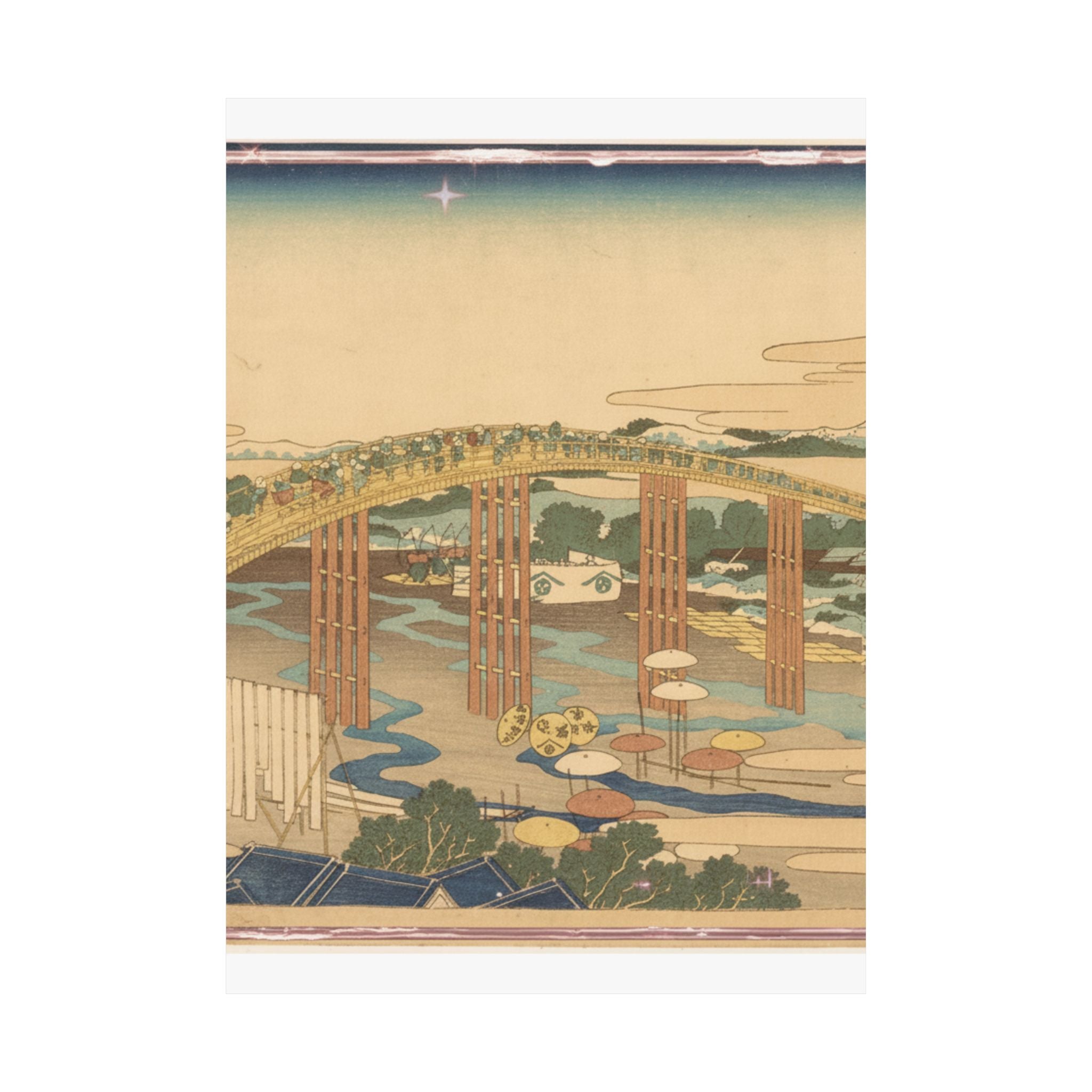 Scenic Nature — Yahagi Bridge At Okazaki On The Tōkaidō (Tōkaidō Okazaki Yahagi No Hashi), From  — Matte Poster