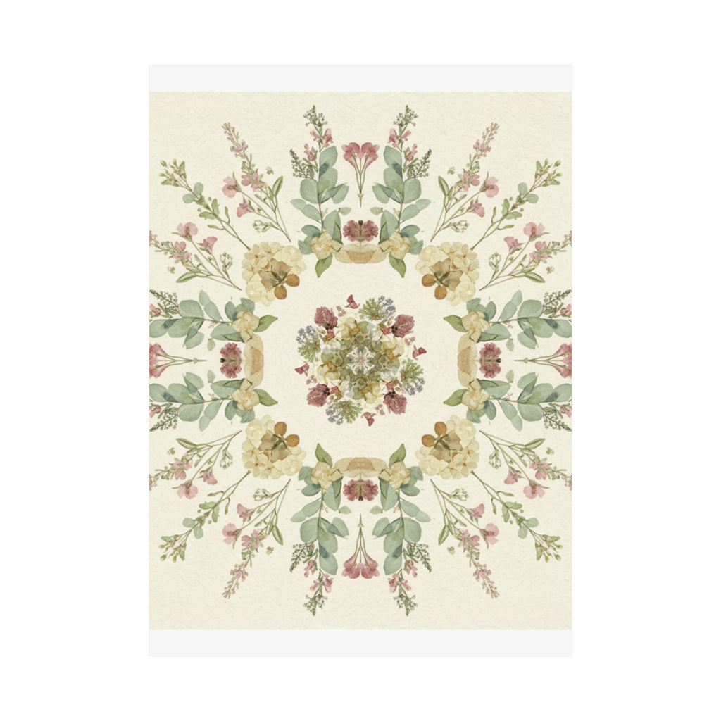 Pressed Wildflower Symmetry Cottagecore Botanical Poster