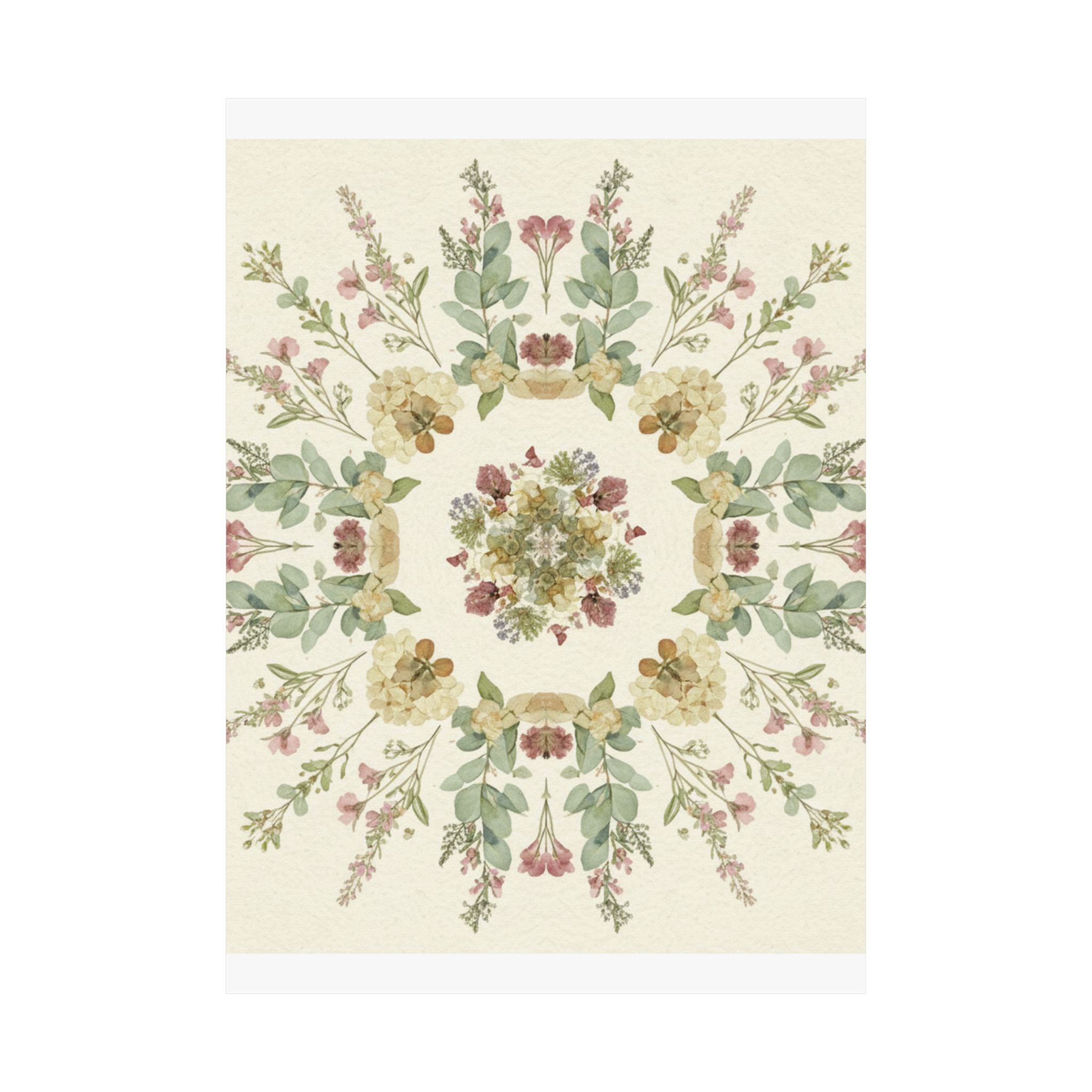 Pressed Wildflower Symmetry Cottagecore Botanical Poster