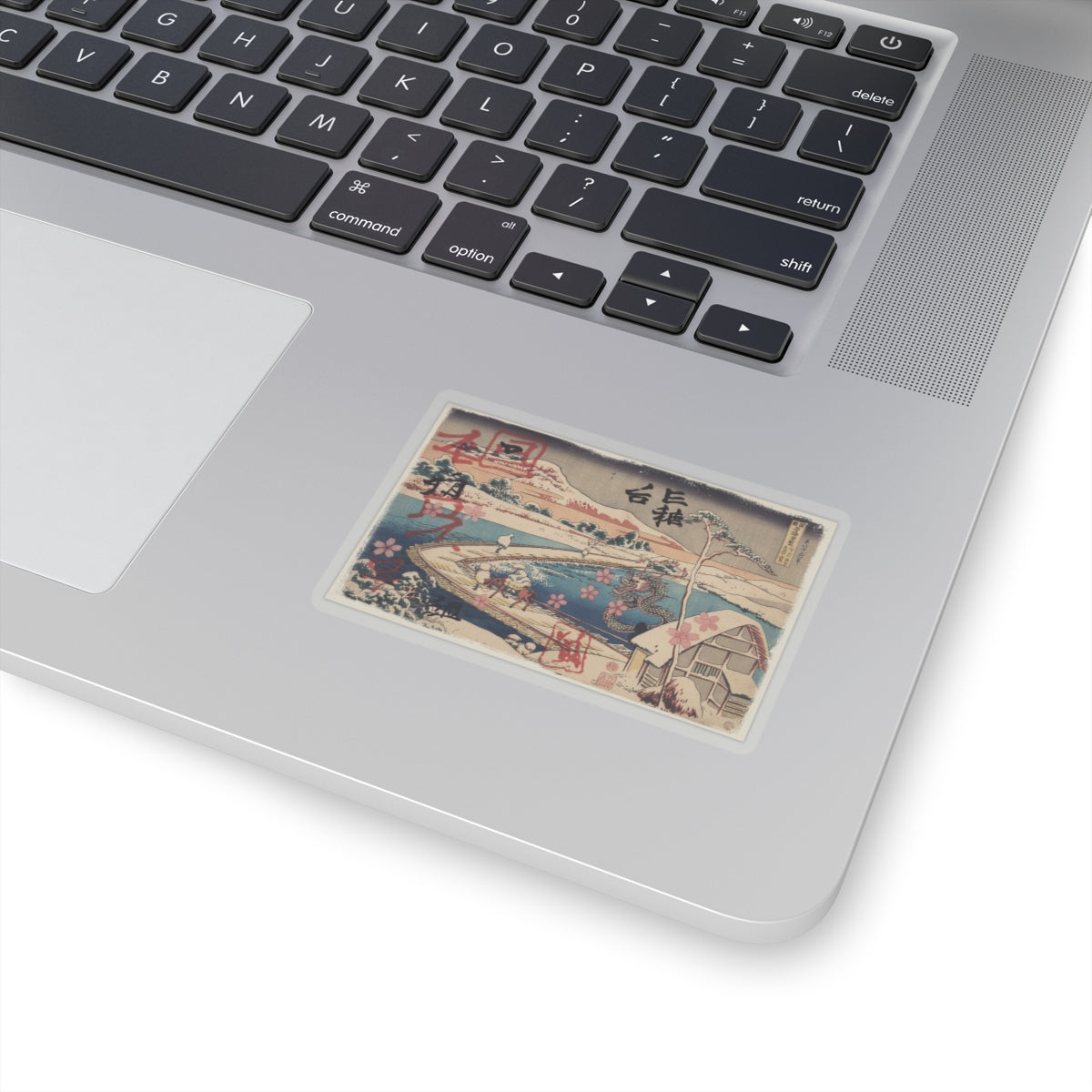 Japanese Street — Old View Of The Boat-Bridge At Sano In Kōzuke Province (Kōzuke Sano Funabashi No — Kiss-Cut Sticker