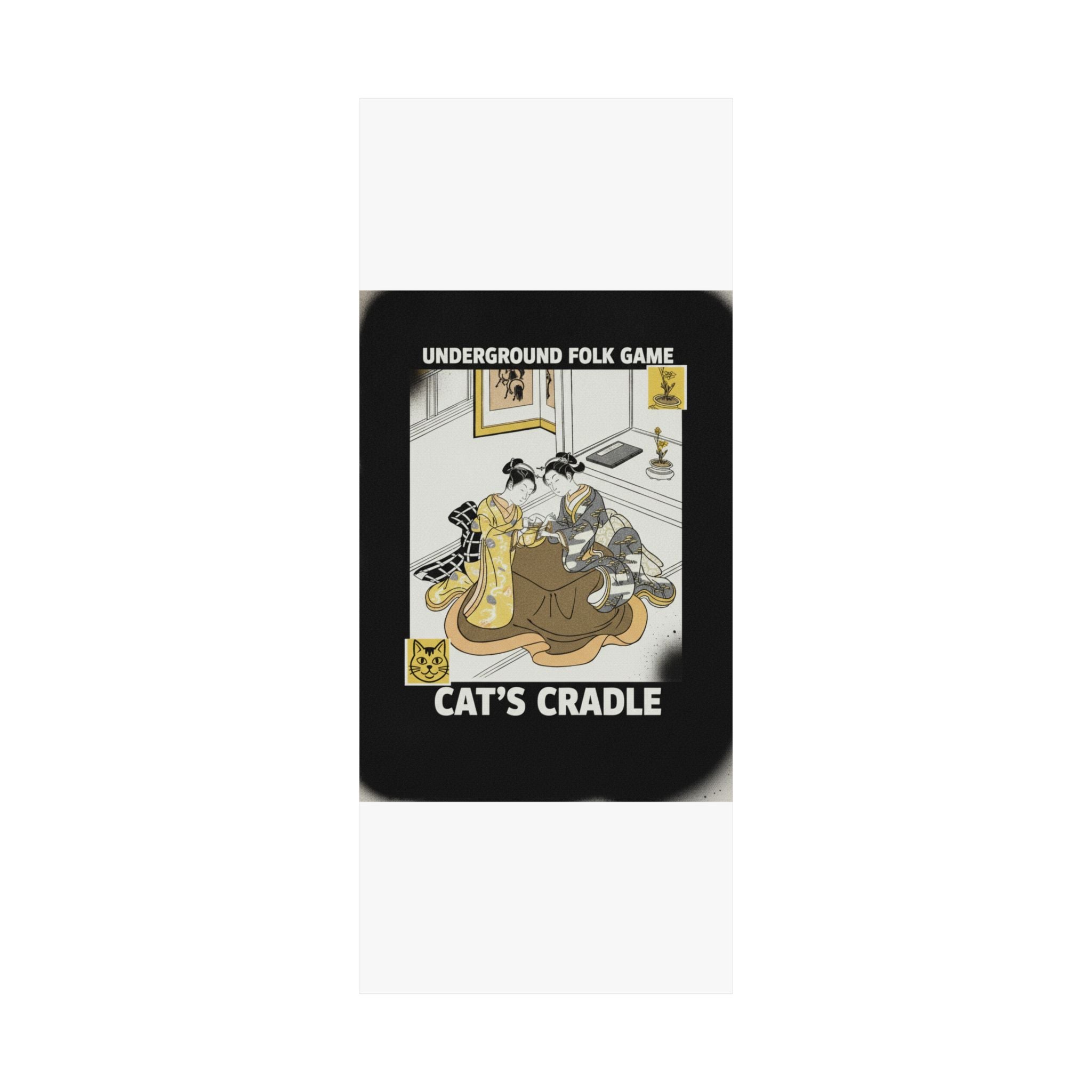 Streetwear Collage — Two Young Women Seated By A Kotatsu Playing Cat'S Cradle — Matte Poster