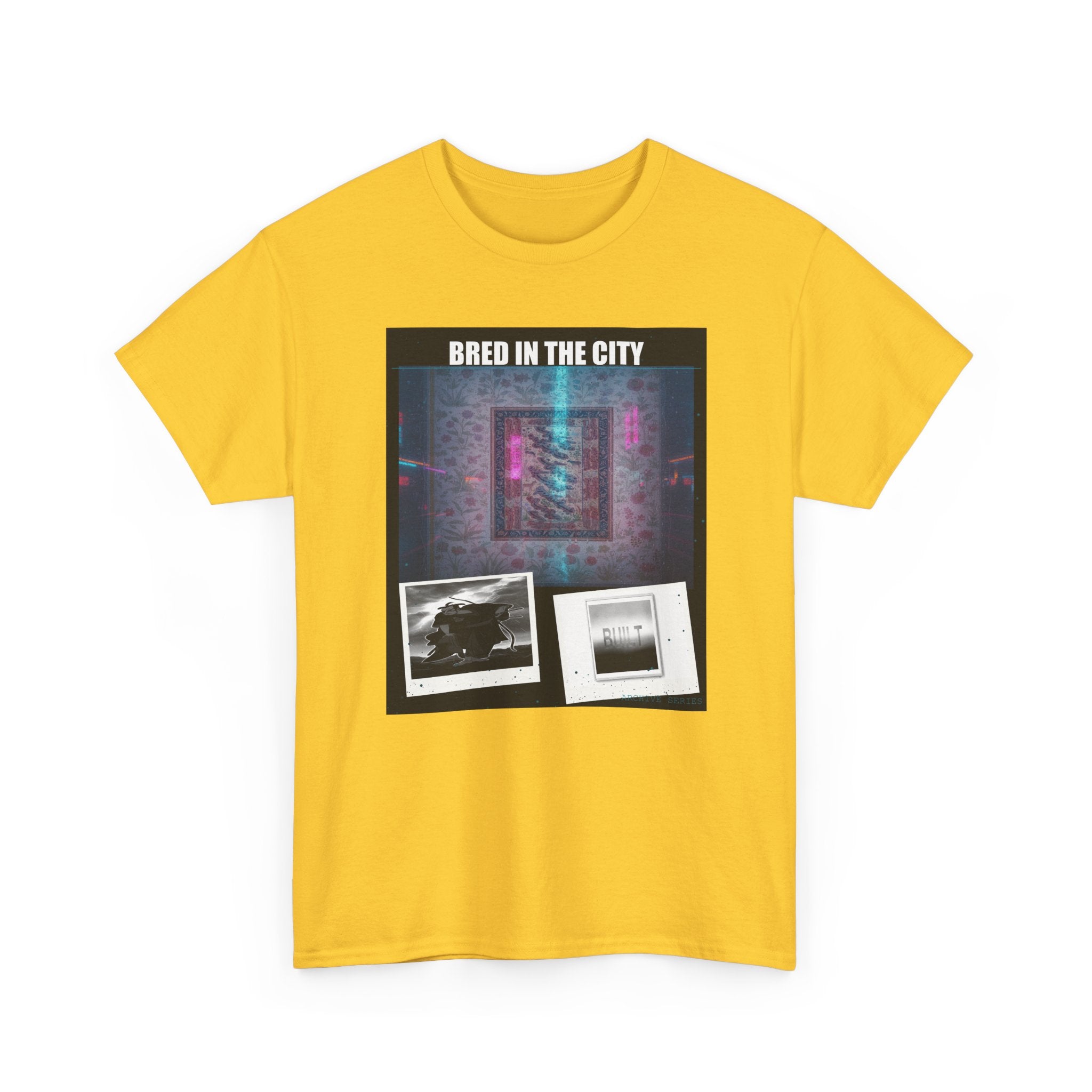 BRED IN THE CITY Neon Glitch Collage Graphic Tee
